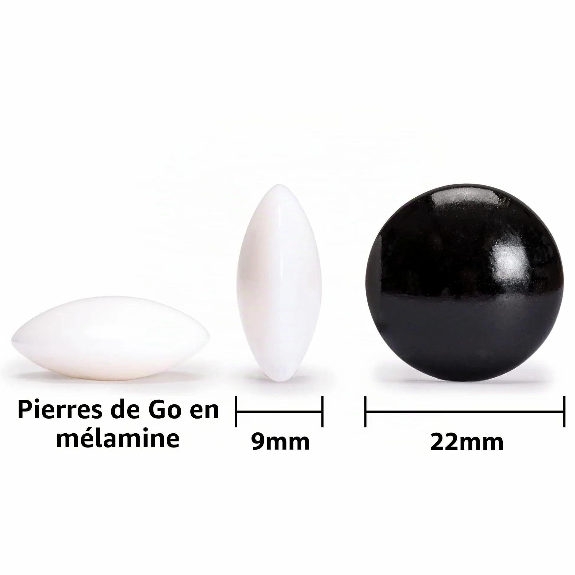 Yellow Mountain Imports Plateau de Jeu de Go Recto-Verso en Bambou 2 cm 19 x 19/13 x 13 avec Pierres Convexes Doubles en Mélamine et Bols en Bambou