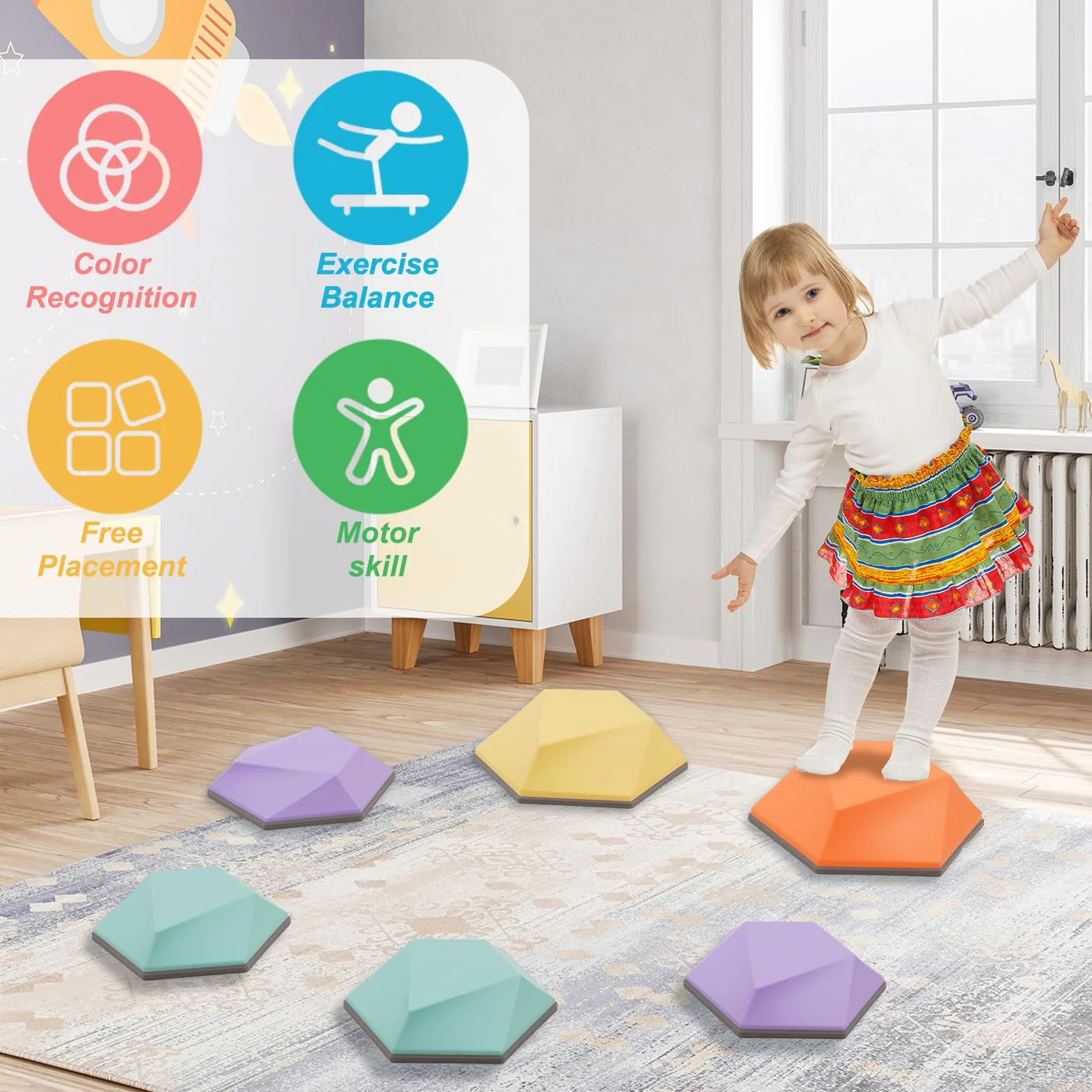 Dalles Sensorielles Antidérapantes Empilables Enfants Parcours Motricité Intérieur Extérieur Pierre d'équilibre