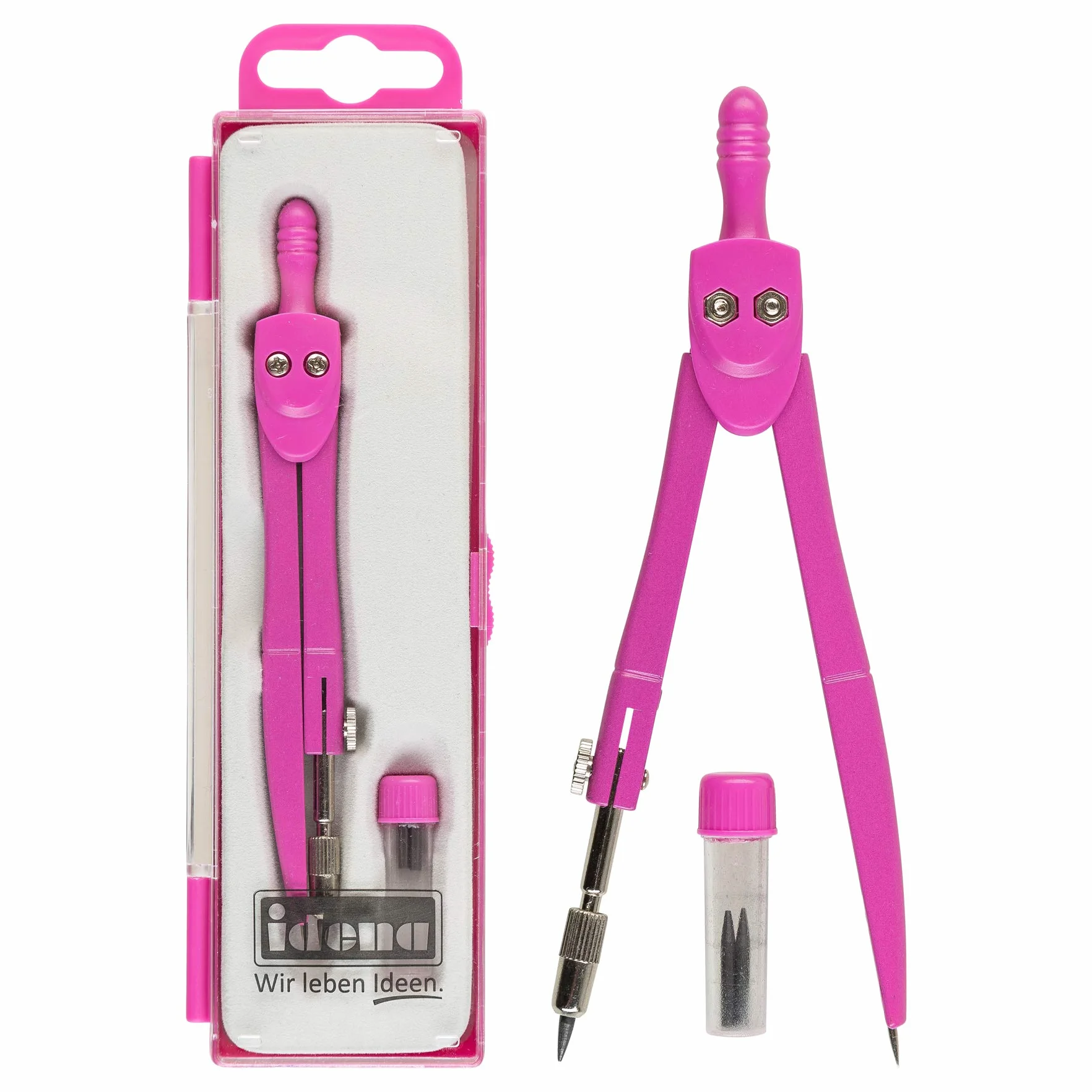 Idena Compas d'écolier avec mines de rechange, rose, 1 pièce