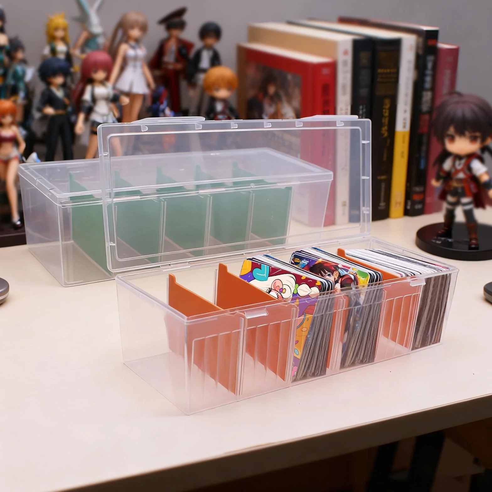 Boîte à Fiches A8 avec Séparateurs Amovibles, 23,5 x 9,5 x 6,8 cm, Pour 1200 Cartes