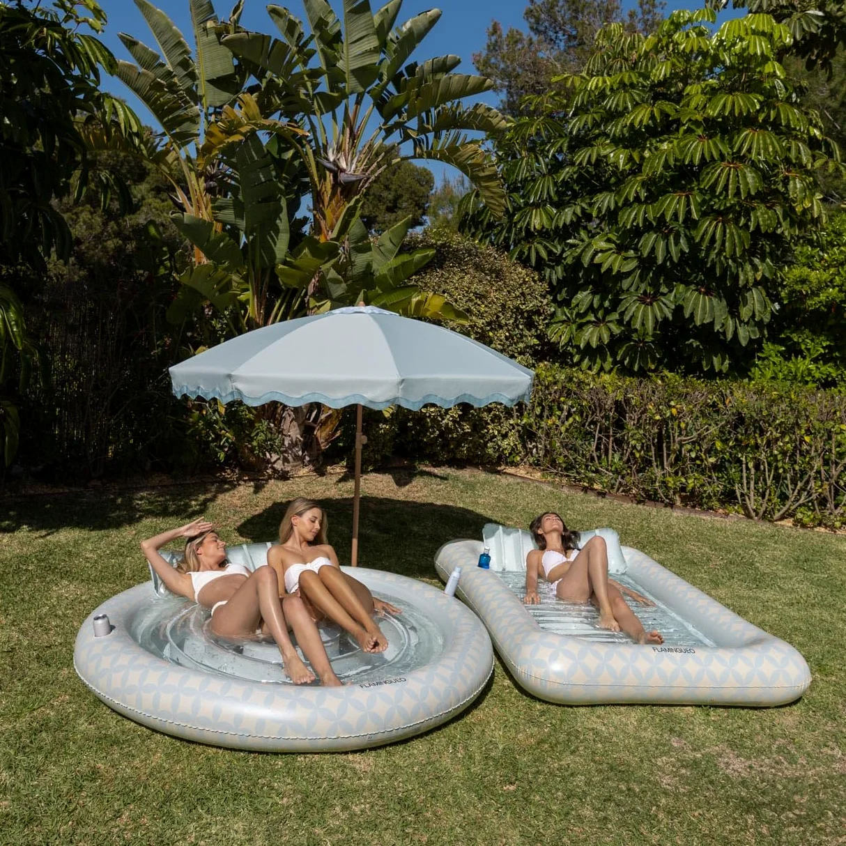 Flamingueo Bouee Piscine - Matelas Piscine, Bouee Piscine Adulte, Matelas de Plage, Accessoires Piscine, Bouée, Tanning Pool (204 x 204 x 52 cm)