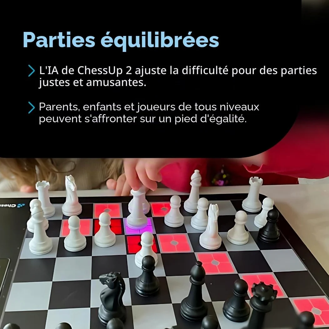 ChessUp 2 – Échiquier électronique Bryght Labs – Wi-Fi, moteur d'échecs, jeu TouchSense, échiquier intelligent lumineux, IA, leçons, jeu sans fil
