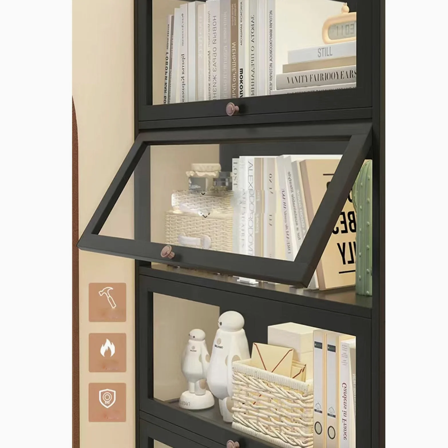 Vitrine de Collection, Vitrine de Collection Acrylique,Résistant à La Poussière, Cadre en Bambou Naturel, Idéal pour la Maison et Le Bureau (Black, 3-floors-70cm)