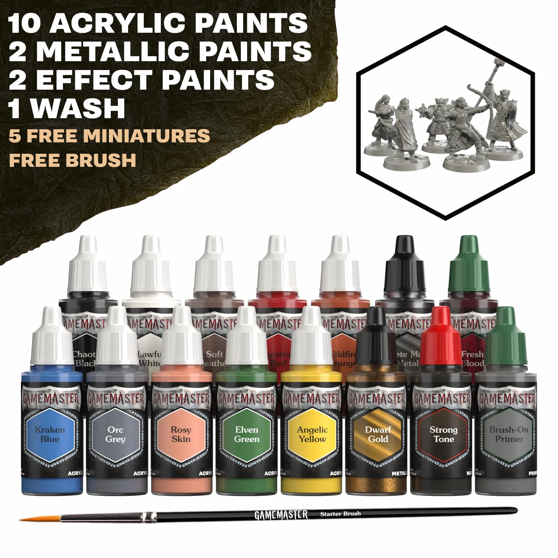 The Army Painter GameMaster: Adventure Starter Role 15x18ml Warpaints Fanatic Peintures Acryliques avec Primer et Pinceau