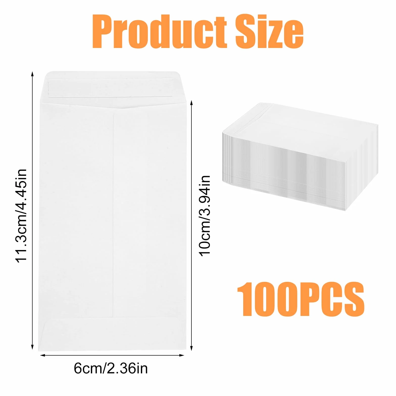 Varenzya 100 Pièces Enveloppes Blanches Autocollantes Papier Kraft 6×10 cm pour Stockage Semences