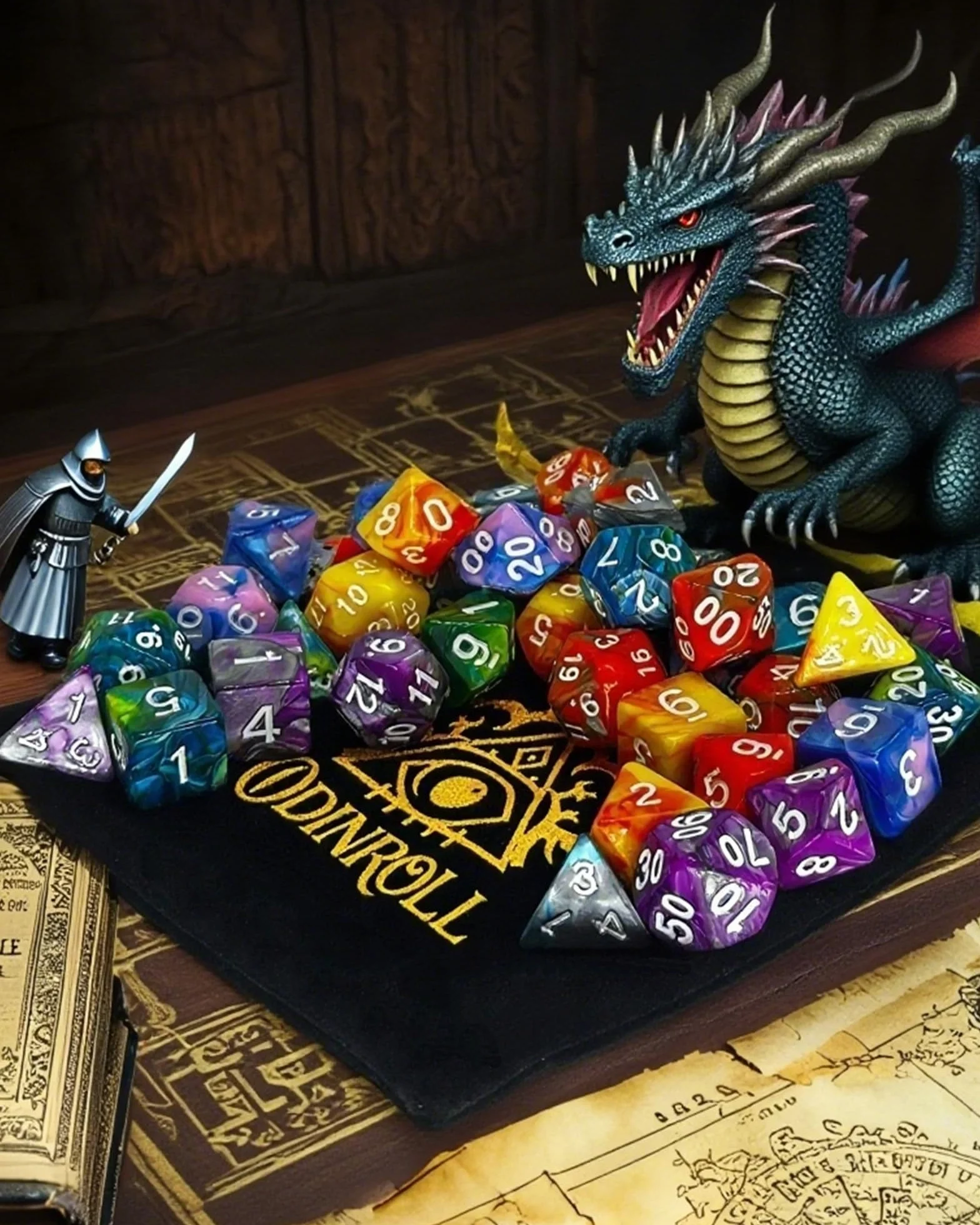 Jeu de Dés Polyédriques 42 Pièces 6 Sets Dés JDR D&D RPG MTG Jeux de Table avec Pochette