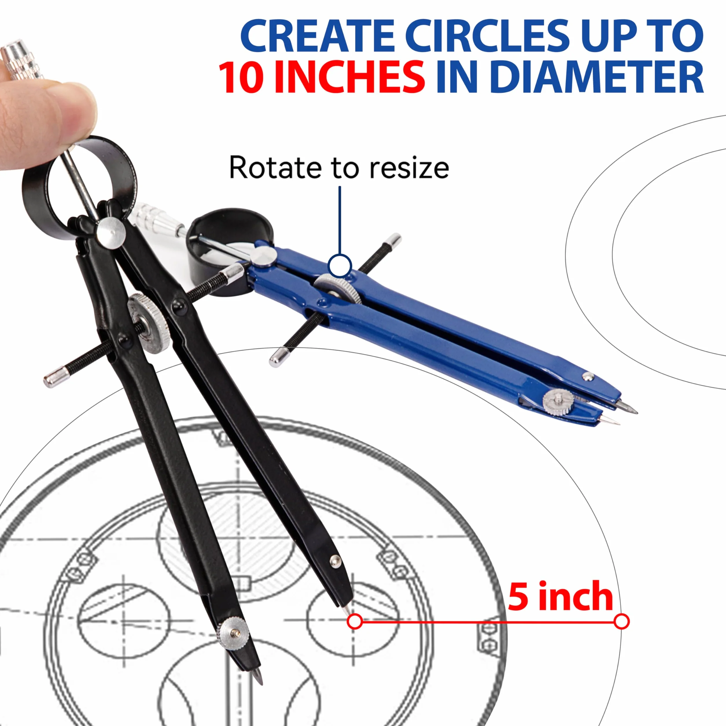 Compas de Précision en Métal 2pcs, Boussole de Dessin à Réglage Rapide pour Géométrie