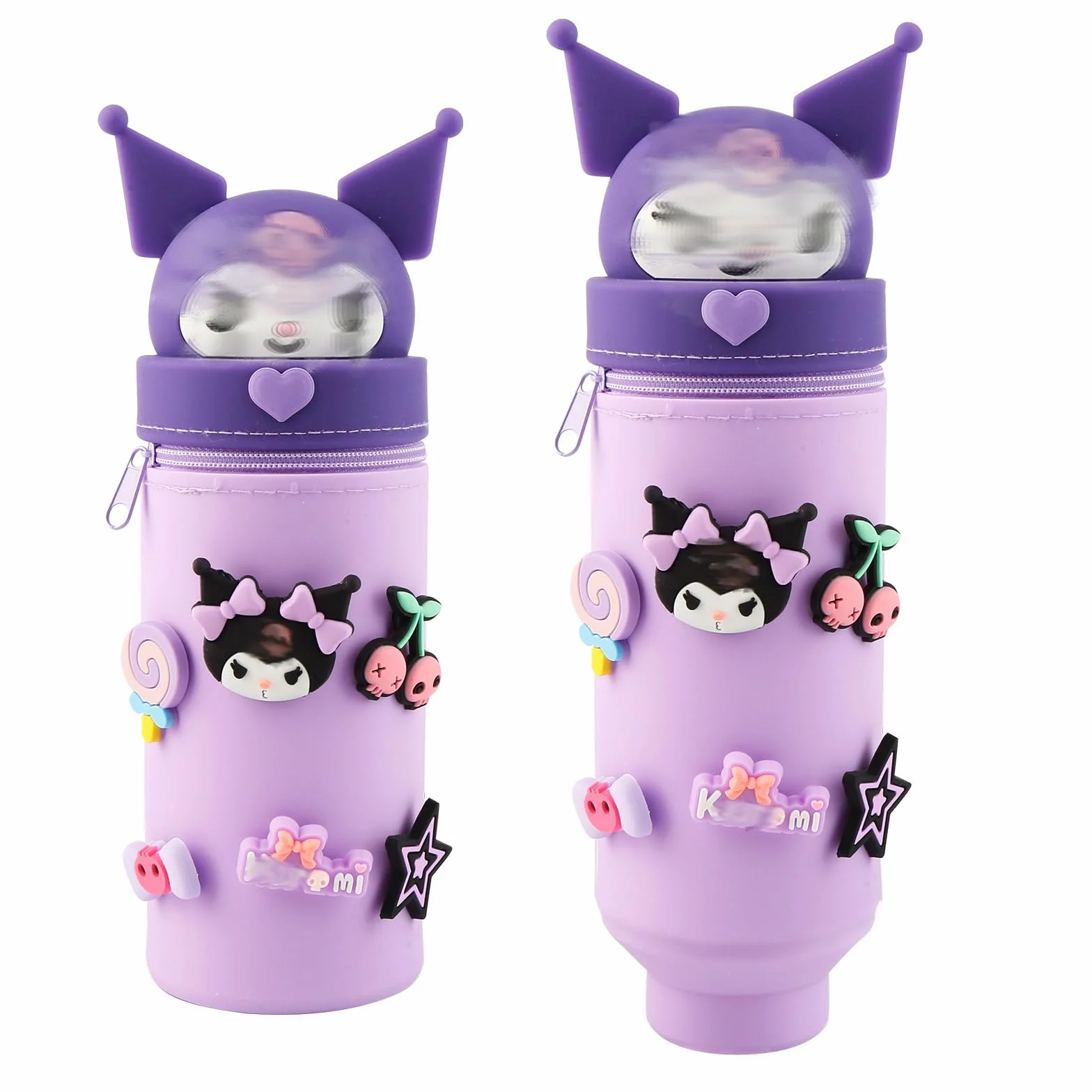Kuro-m Trousse à Crayons en Silicone 2 en 1, Étui École Souple Zippée, Porte-stylos de Table