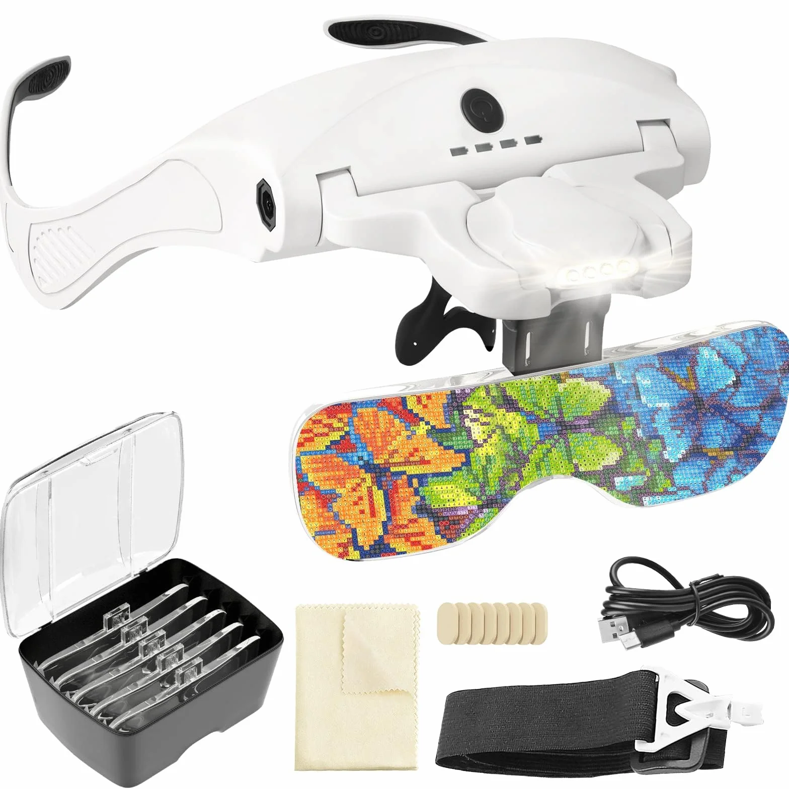 ARTDOT Lunettes Loupe Grossissante avec 4 LED et Réglage à 2 Niveaux pour Diamond Painting