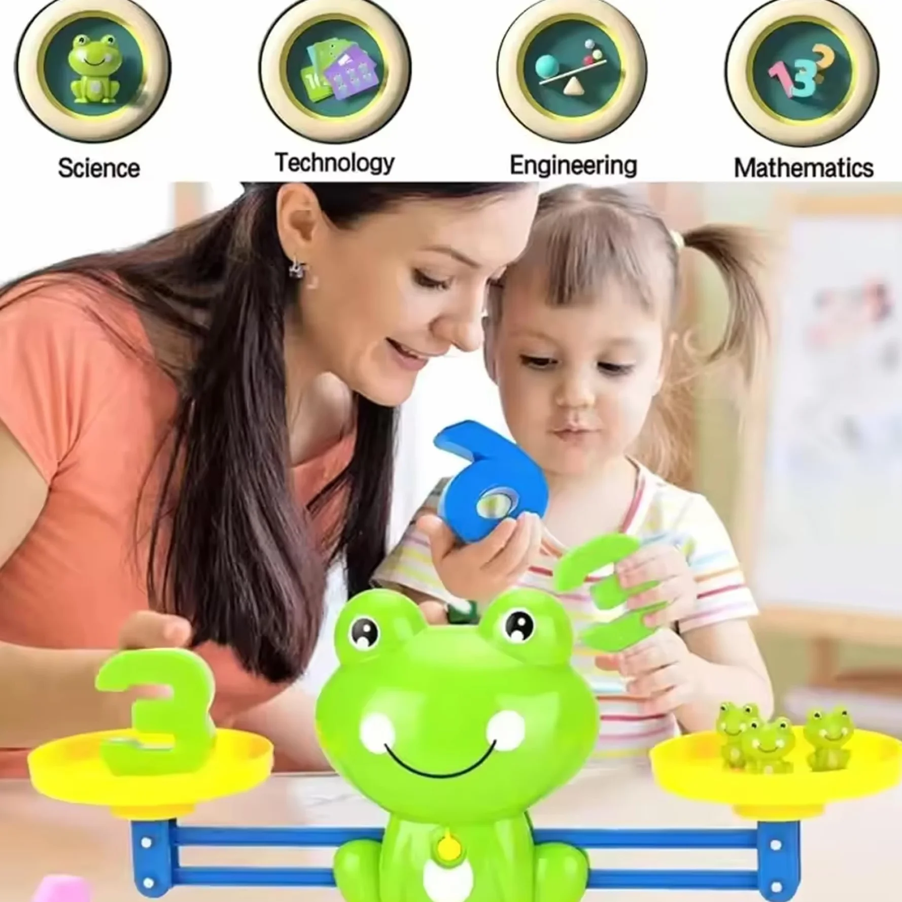 Jeu d'équilibre grenouille, balance en plastique, jouets éducatifs de comptage pour enfants 3 ans et plus