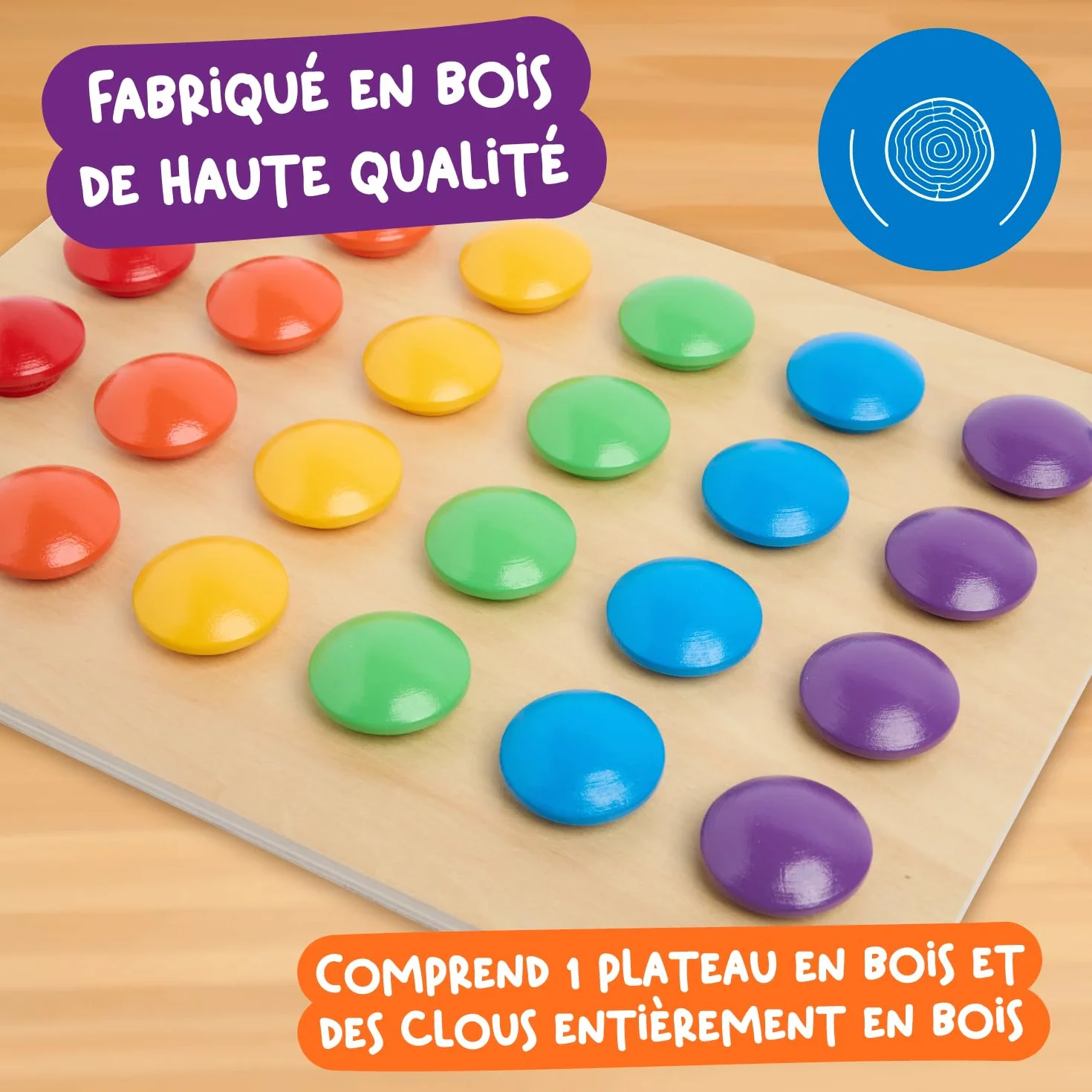 Nene Toys Puzzle en Bois Montessori Jeu de Mosaïque avec Pions Cartes Motricité Fine Apprendre Couleurs Cadeau Éducatif 2-3 Ans