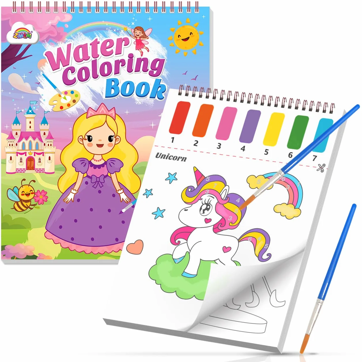ZMLM Peinture Aquarelle Enfants avec Pinceau, Kits de Loisirs Créatifs Princesse 3-8 Ans