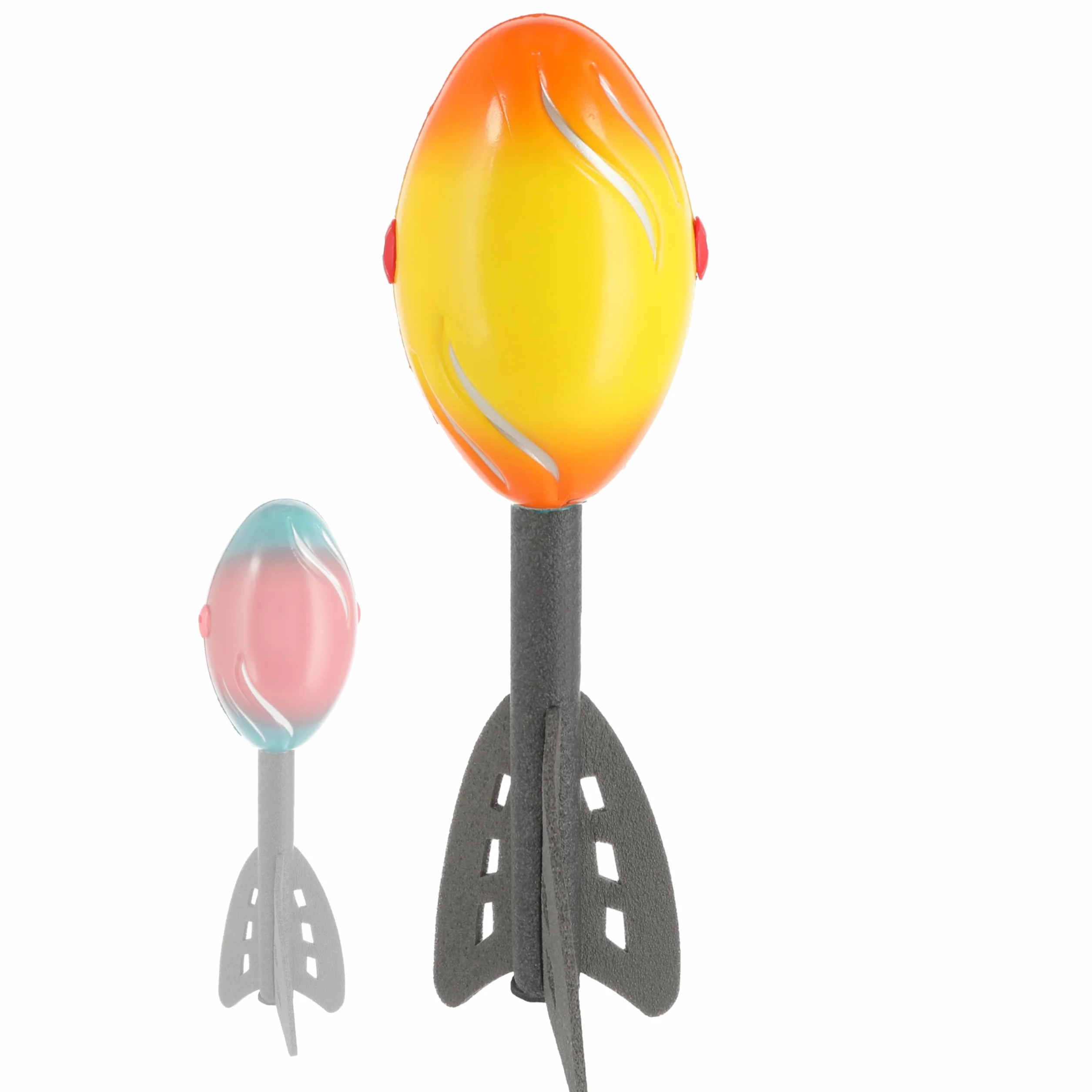 Heuler Lot de 2 fusées de lancer en plastique rouge et jaune 28 cm jouet d'extérieur avec sifflet