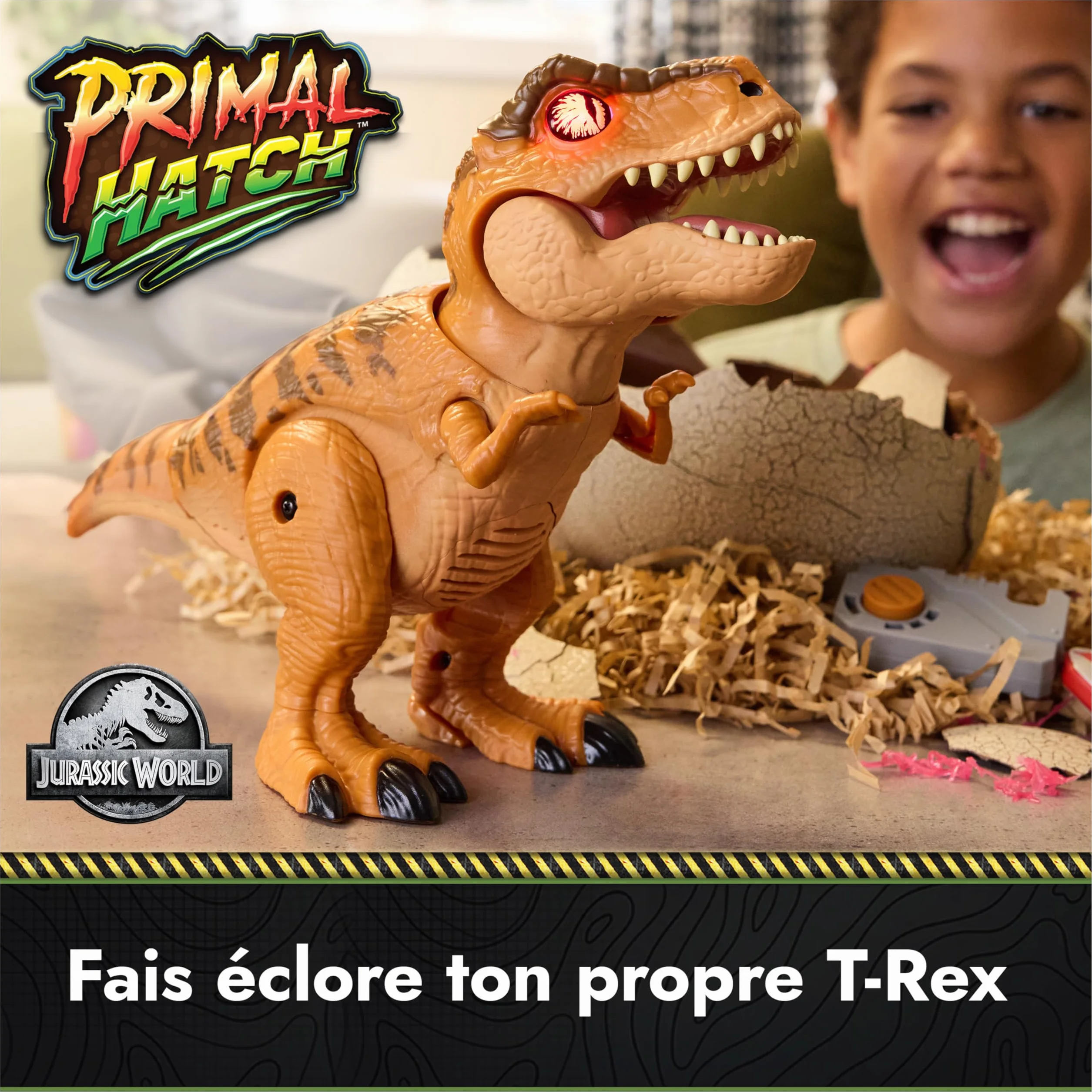 Primal Hatch Jurassic World Dino Eclosion Secrète - Oeuf Dinosaure à Faire Éclore - Jouet Enfant 5 Ans+ - 2 Accessoires - 100 Sons & Réactions