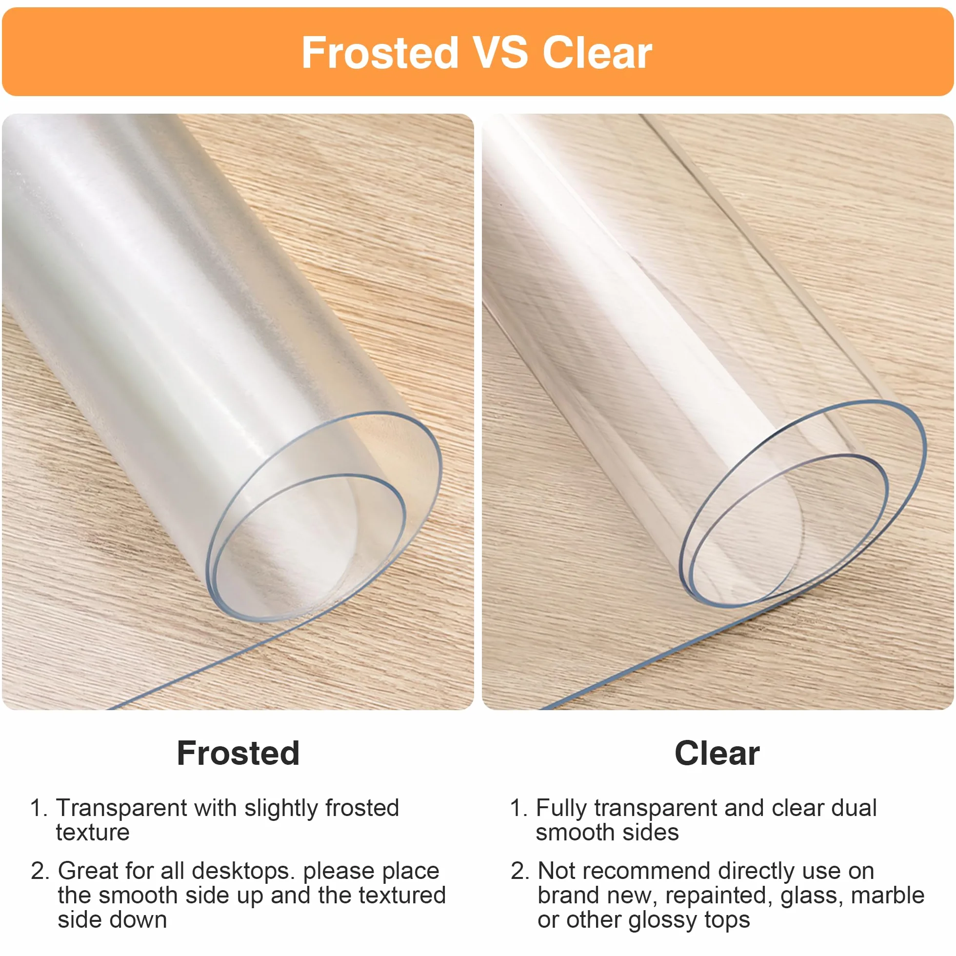 Tapis de Bureau Transparent 80x40 cm 1.5mm PVC Antidérapant Résistant à la Chaleur