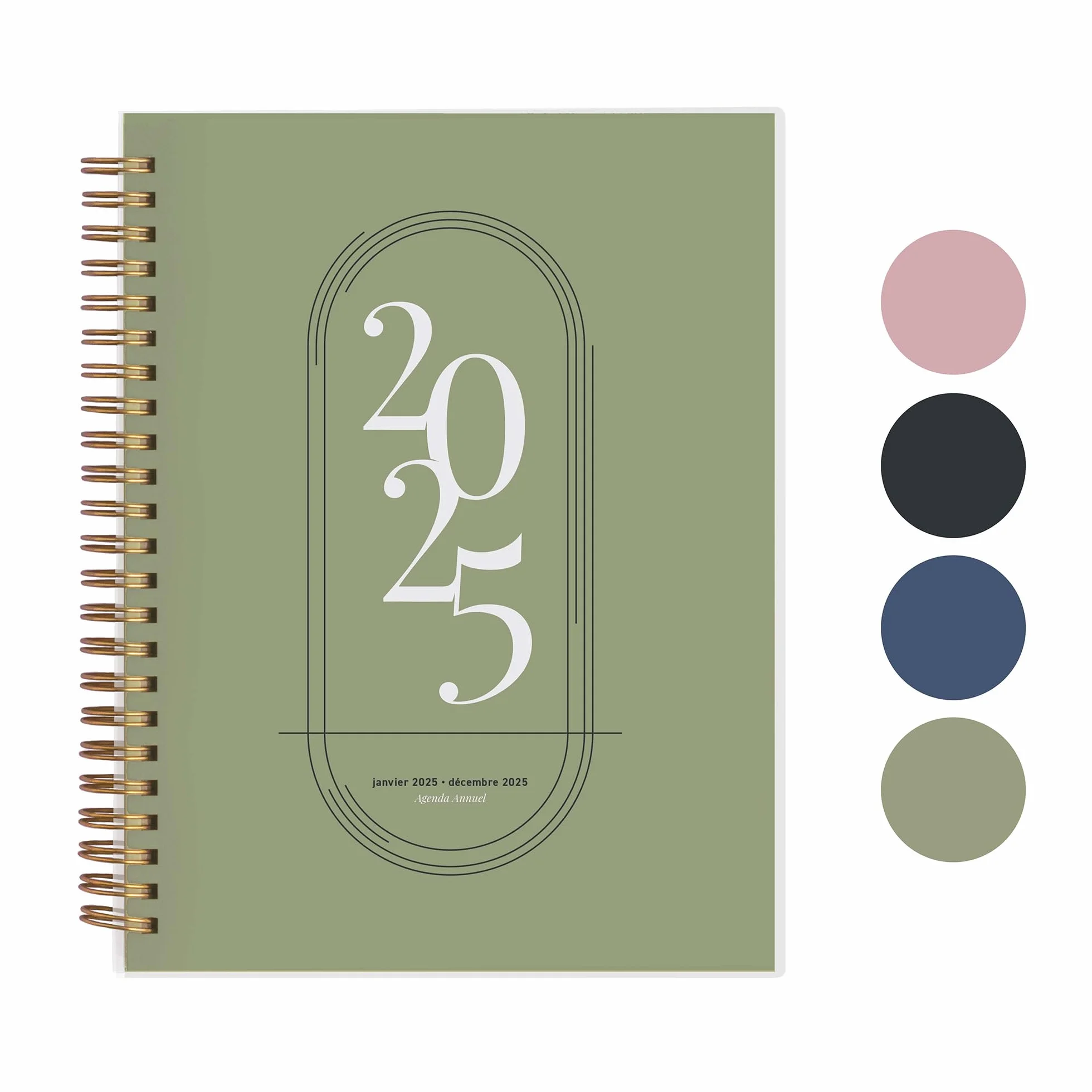 Rileys & Co Planificateur Mensuel et Hebdomadaire, Couverture Flexible, Reliure à Double Spirale, Pages de Notes, Calendrier Vert