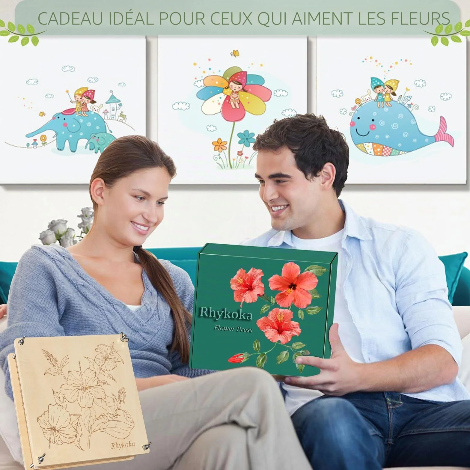 Presse à fleurs extra grande en bois 28x28 cm 10 couches avec sac de rangement
