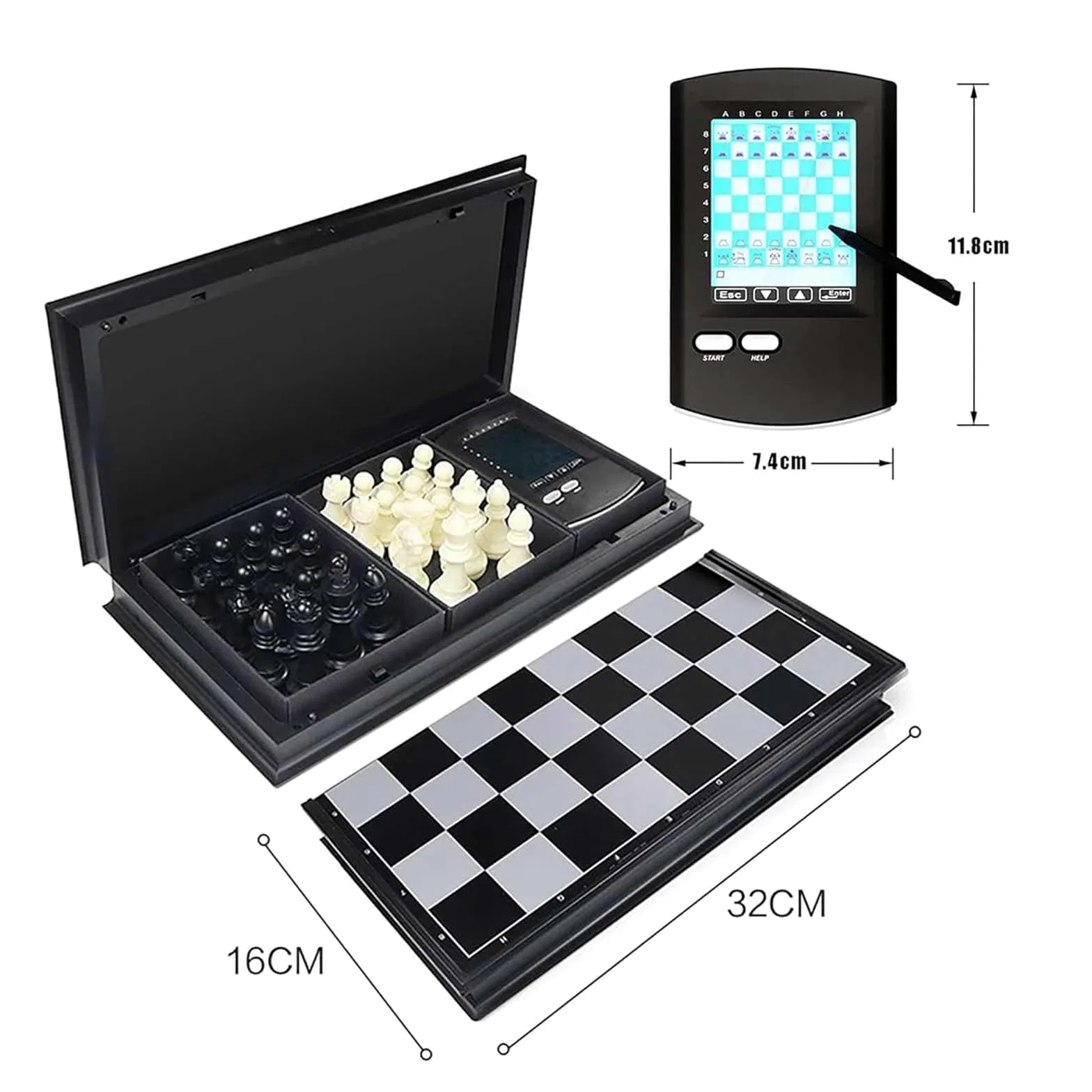 COYEUX Jeu d'échecs électronique, Jeu d'échecs Intelligent à écran Tactile, 5 Niveaux de difficulté, avec échiquier Pliable et pièces magnétiques, pour débutants Professionnels