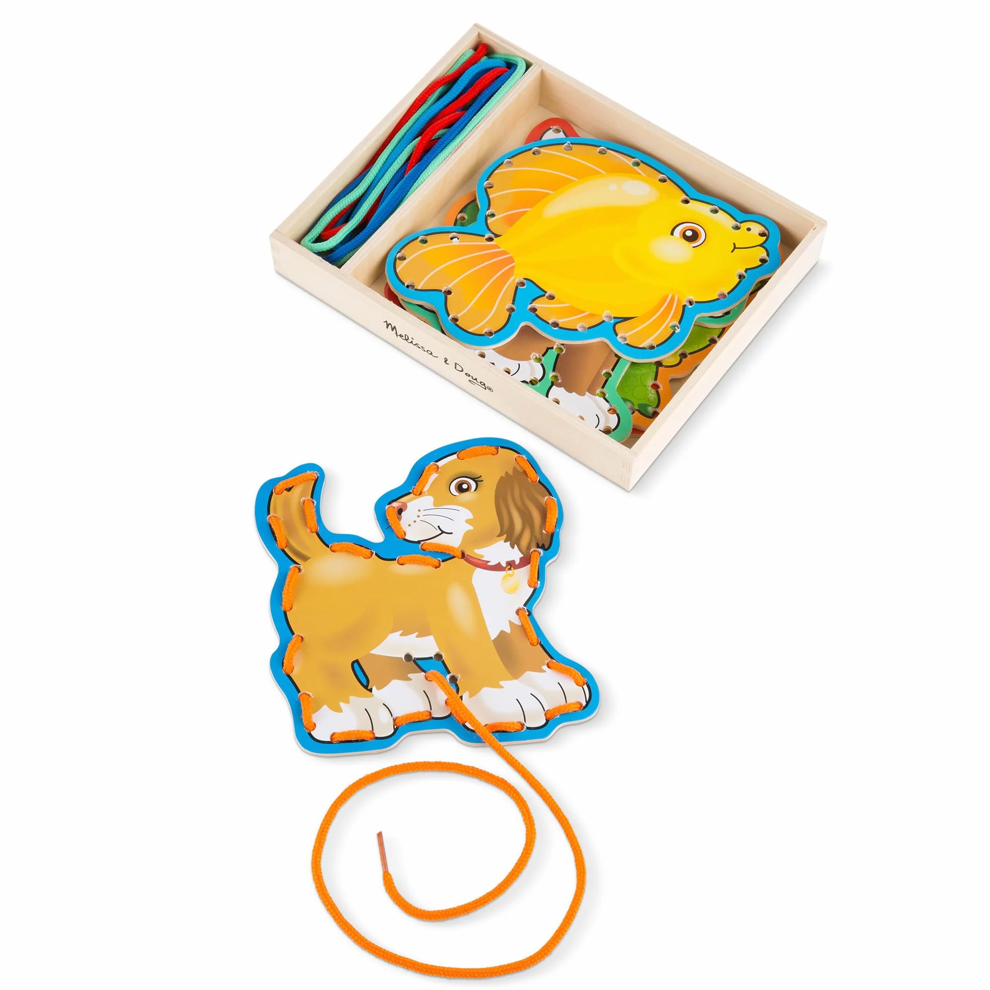 Melissa & Doug Kit Activités Animaux en Bois avec Lacets Jouet Enfant 3 Ans+