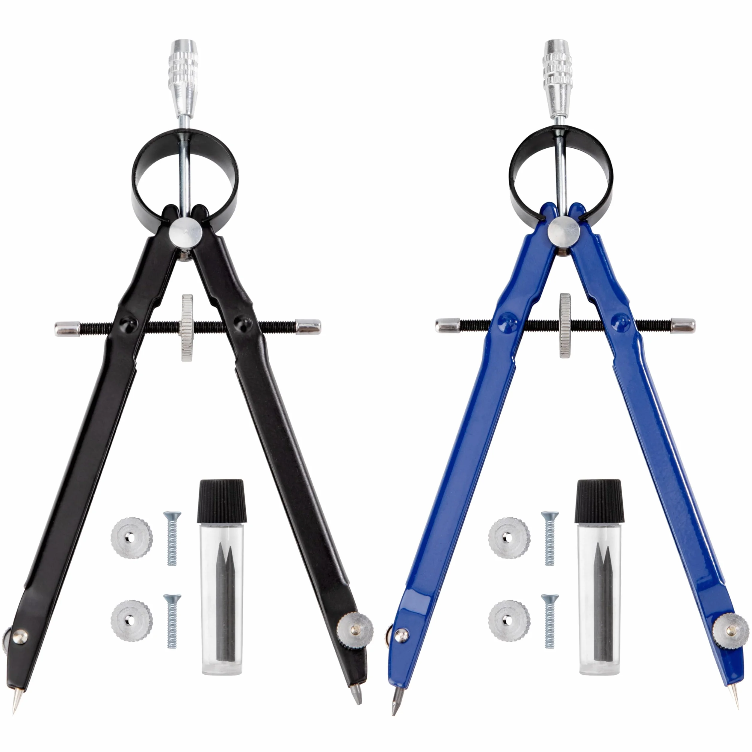 Compas de Précision en Métal 2pcs, Boussole de Dessin à Réglage Rapide pour Géométrie