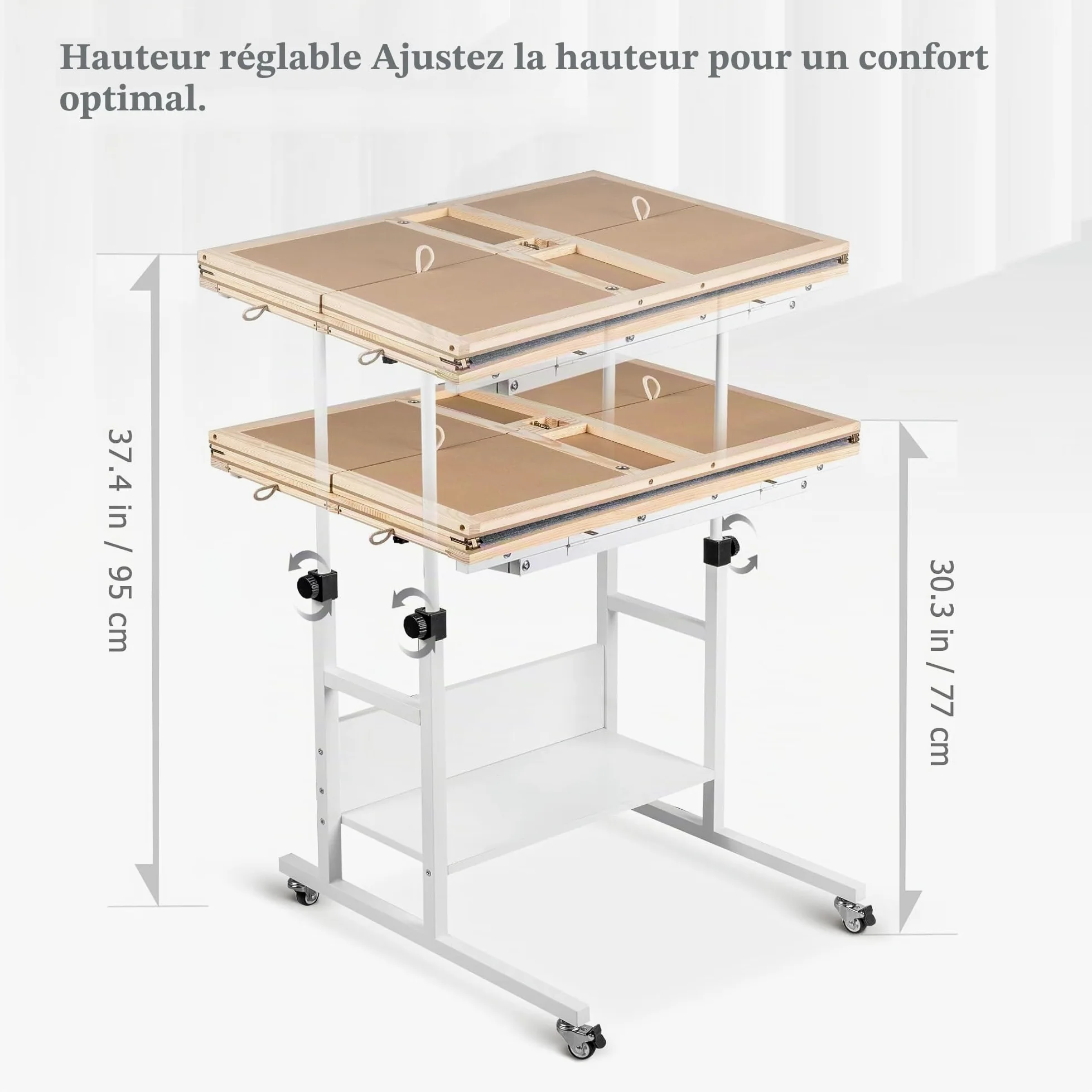 Becko US Plateau de puzzle de 2000 pièces avec inclinaison et rotation, 8 tiroirs de rangement, couvercle, plateau pliable avec 5 angles d’inclinaison, réglage de la hauteur, pour puzzles