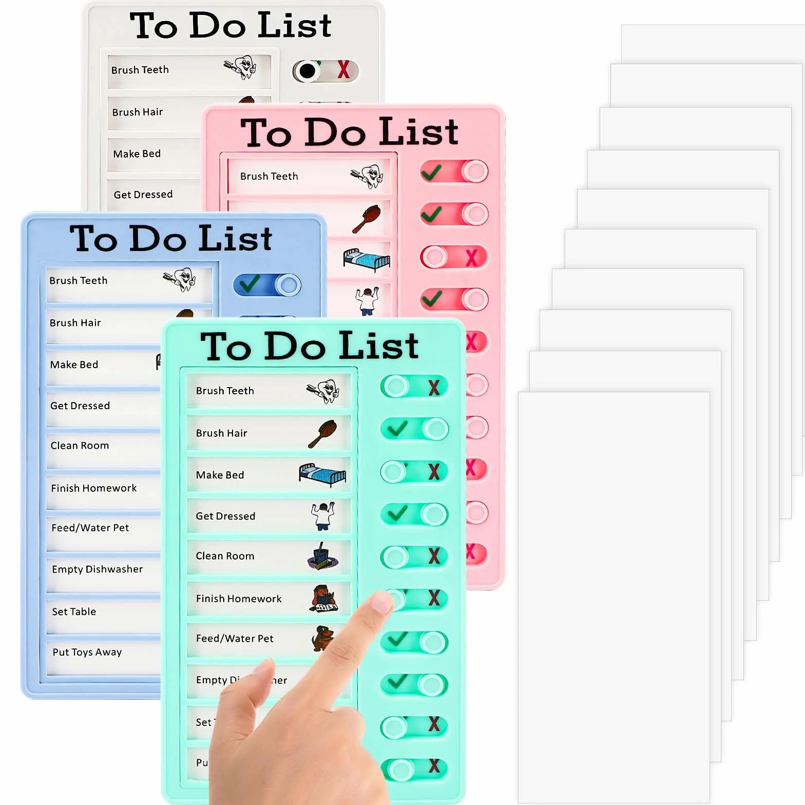 Litimkat Lot de 4 Tableau Memo Checklist avec 10 Papiers Effaçables à Sec