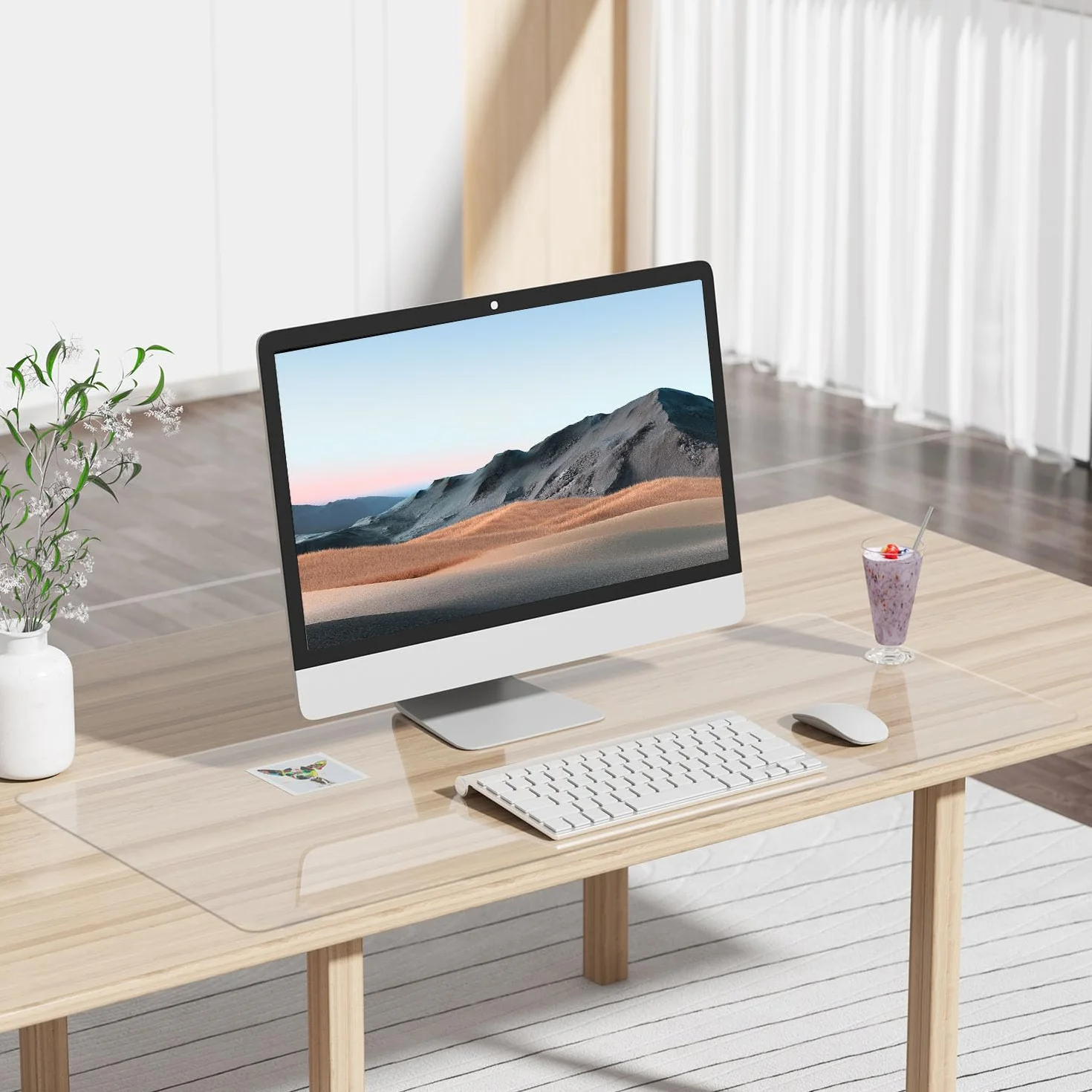 Tapis de Bureau Transparent 60x30cm PVC Antidérapant Sous-main Bureau