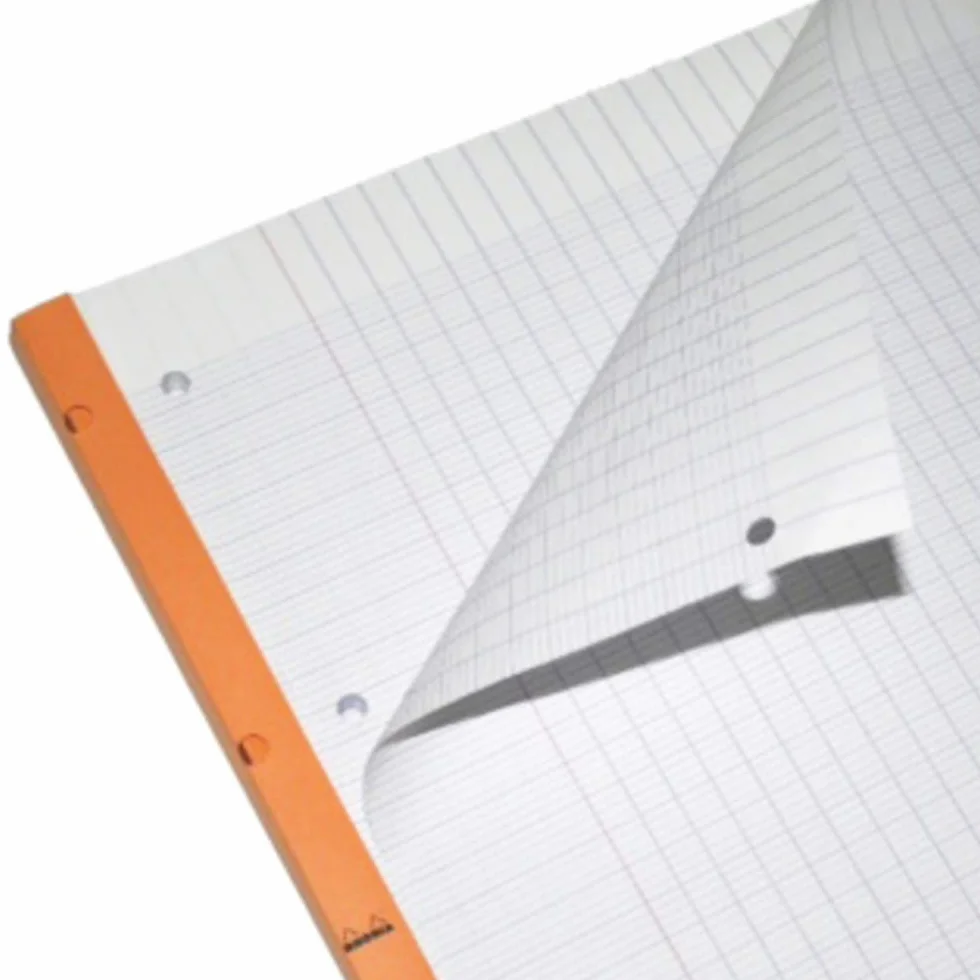 Rhodia Bloc-Notes Agrafé A4 Grands Carreaux Seyès 80 Feuillets Détachables Papier Clairefontaine 80 g/m² Orange