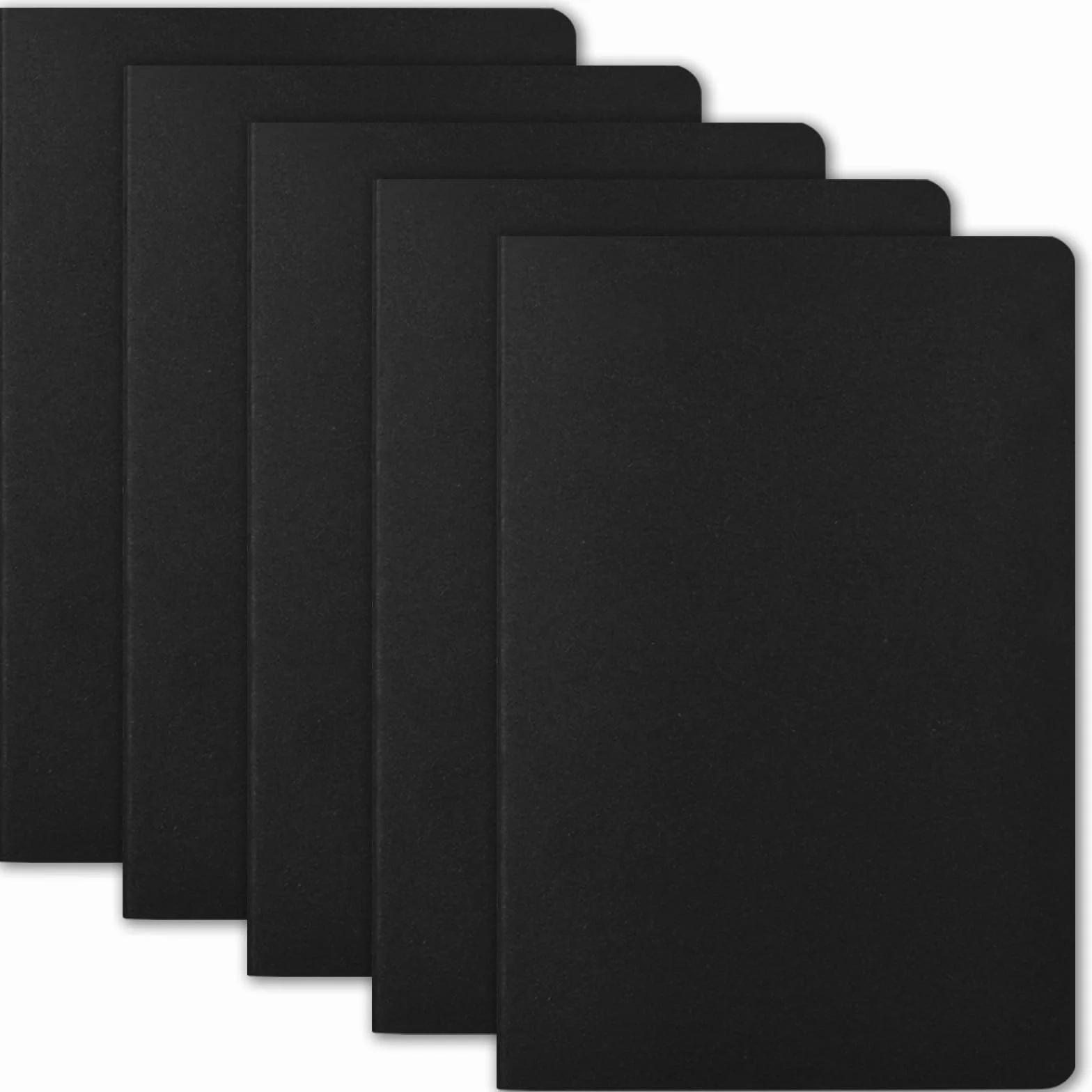 Cahiers Lignés A5 Lot de 5 Blocs Carnet de Notes Couverture Kraft Noire 60 Pages