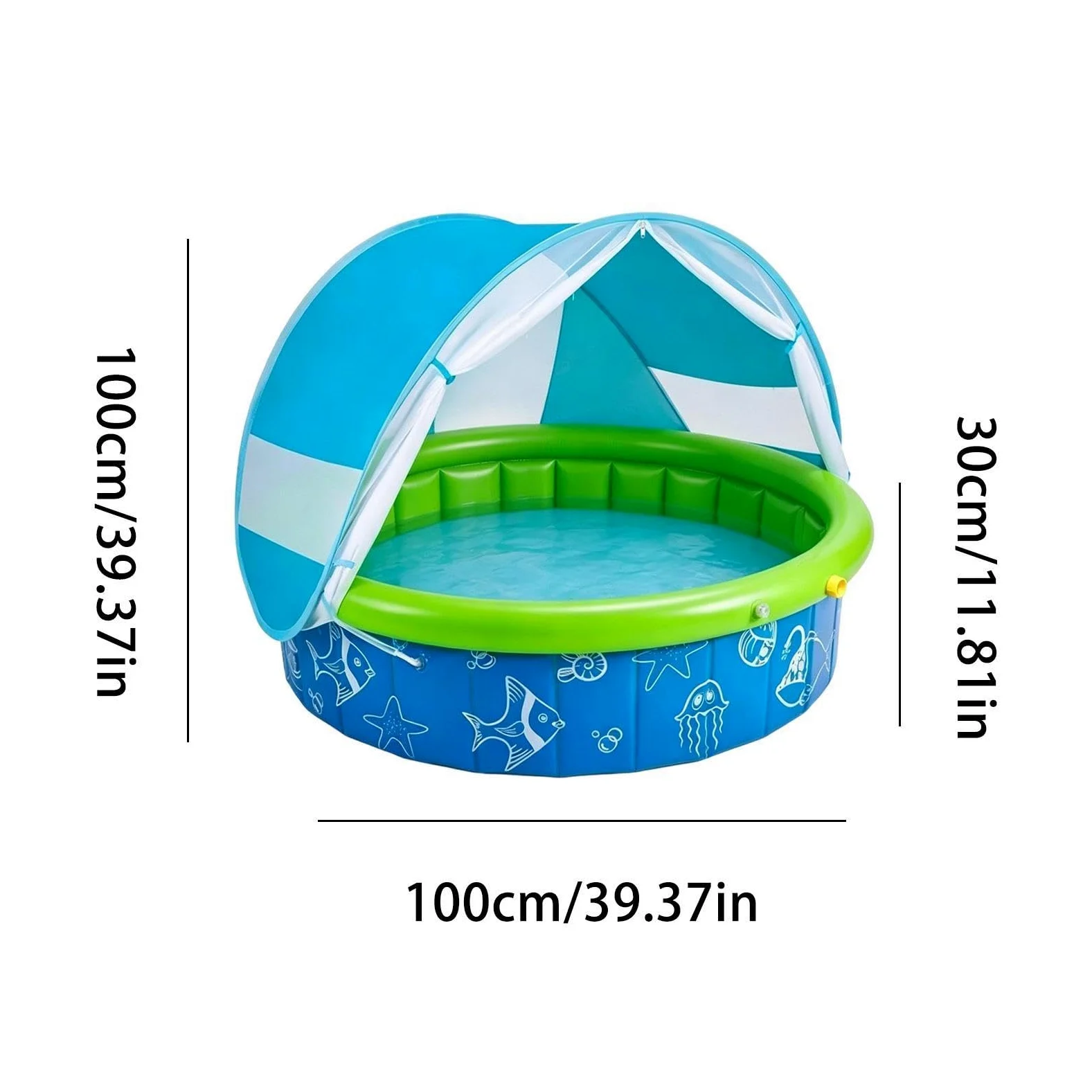 Piscine pour Protection Solaire Spacieuse Et Gain De Place | Piscine Extérieure Pour Pour Jardin Parc Cour Extérieur Tout-Petits Élèves Garçons Et