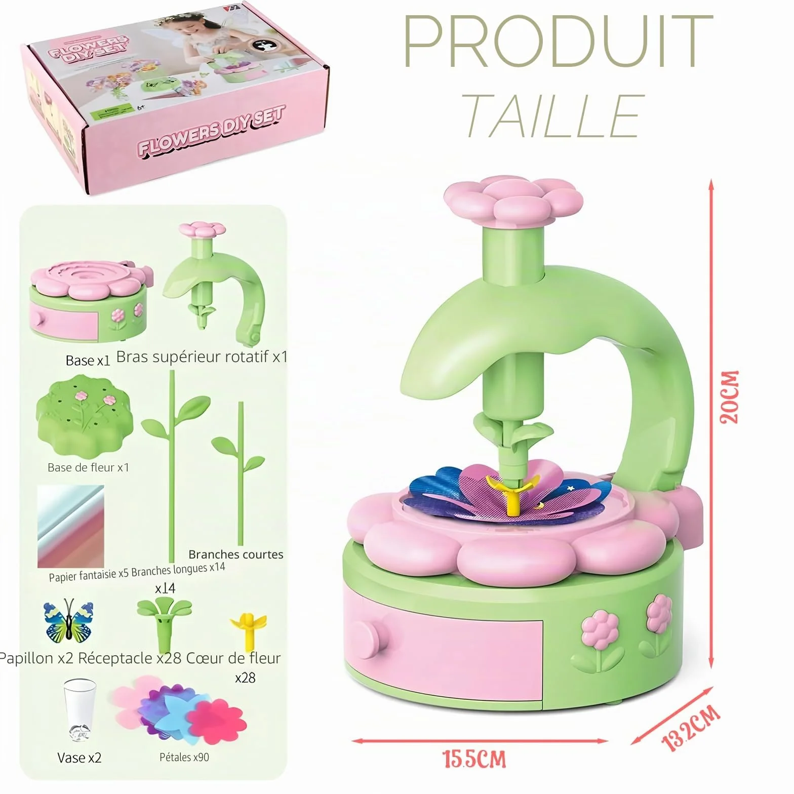 Kit Création Bouquet de Fleurs Enfant, Jouet Bricolage Filles 4-9 Ans