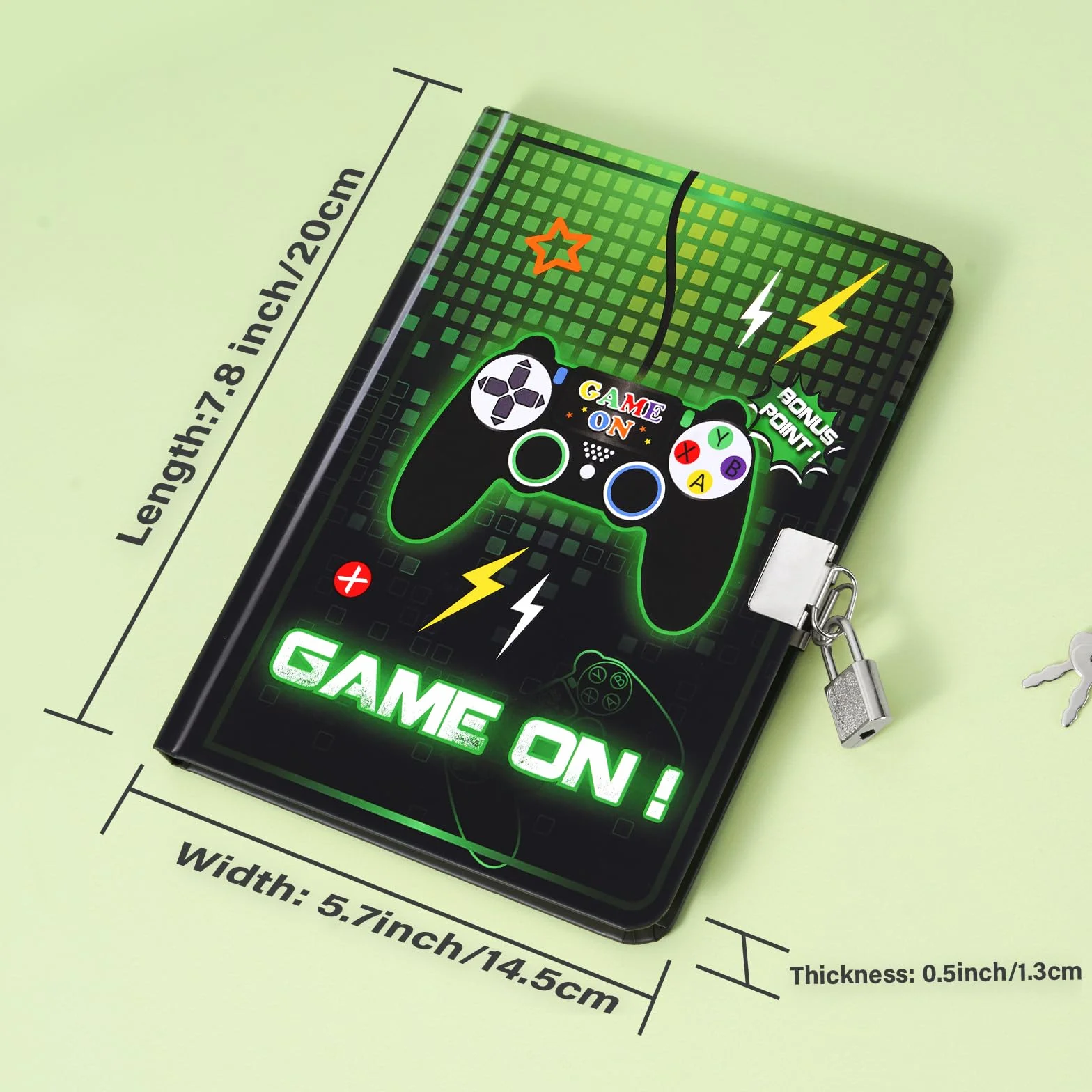 WERNNSAI Journal de Jeu pour Enfants - Cahier Lumineux A5 avec Cadenas et Clés Bloc-notes Ligné