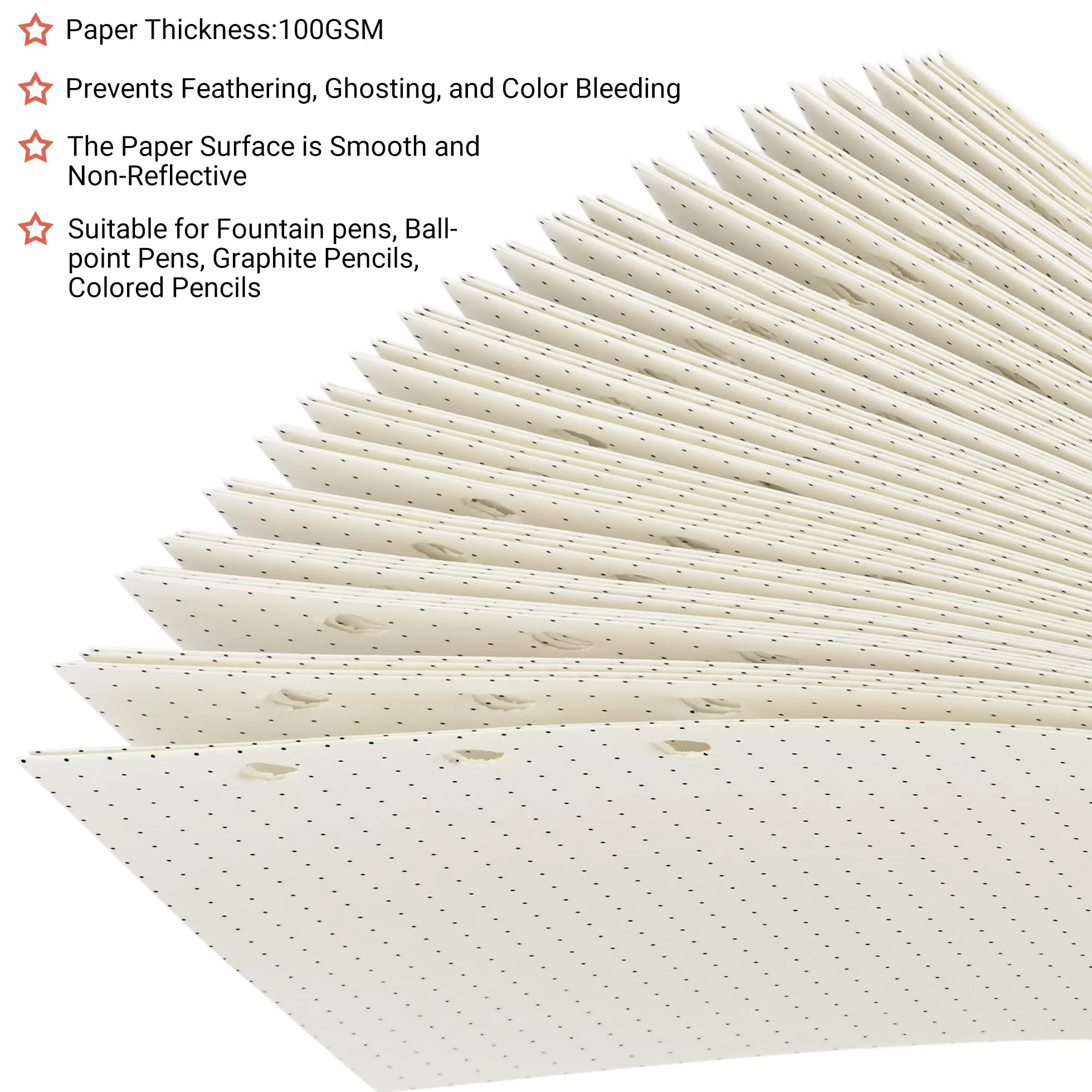 Papier A6 6 trous 100 GSM lignage pointillé 80 feuilles lot de 2 paquets