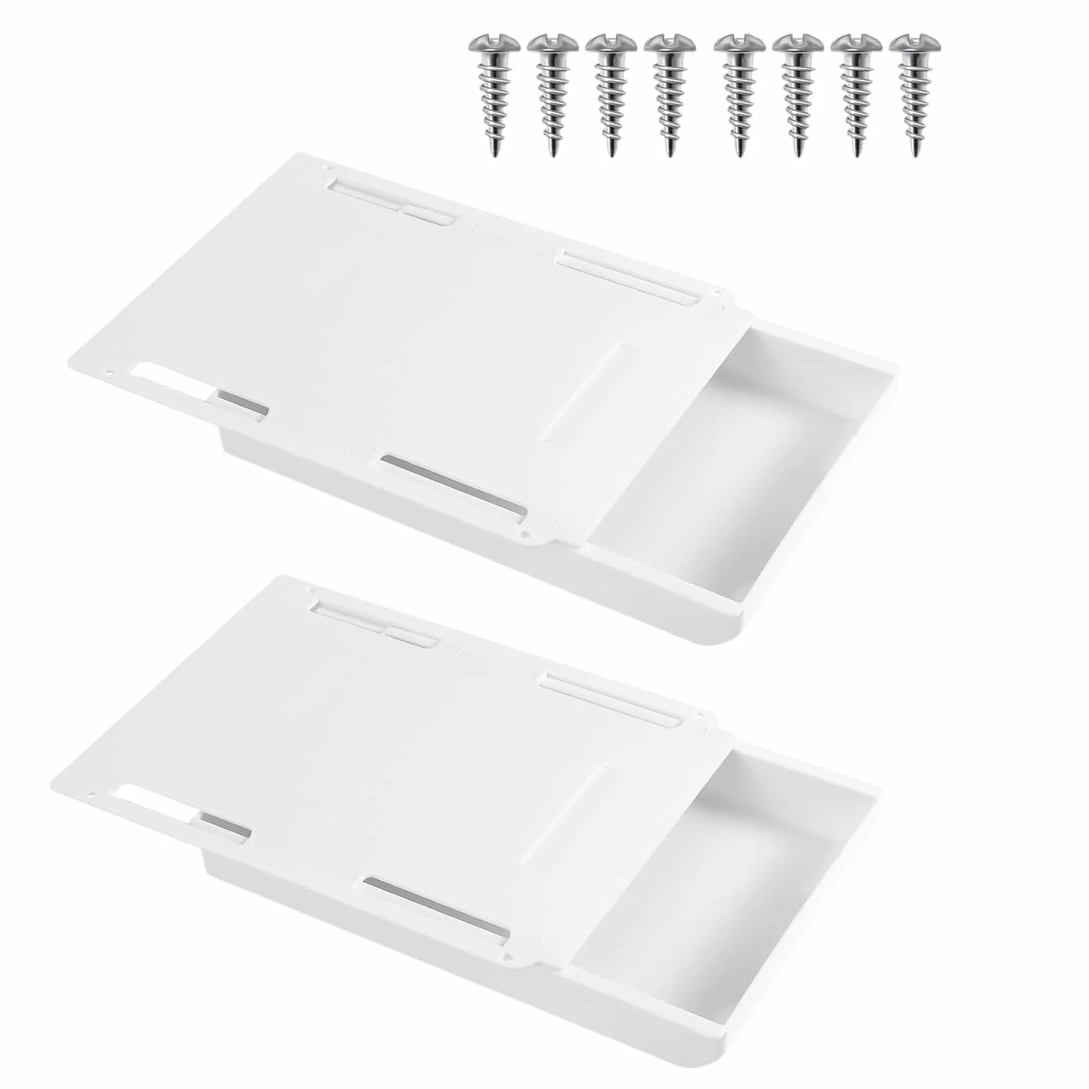 Organisateur Sous Bureau 2 Tiroirs Cachés Adhésifs Double Fixation Plastique ABS