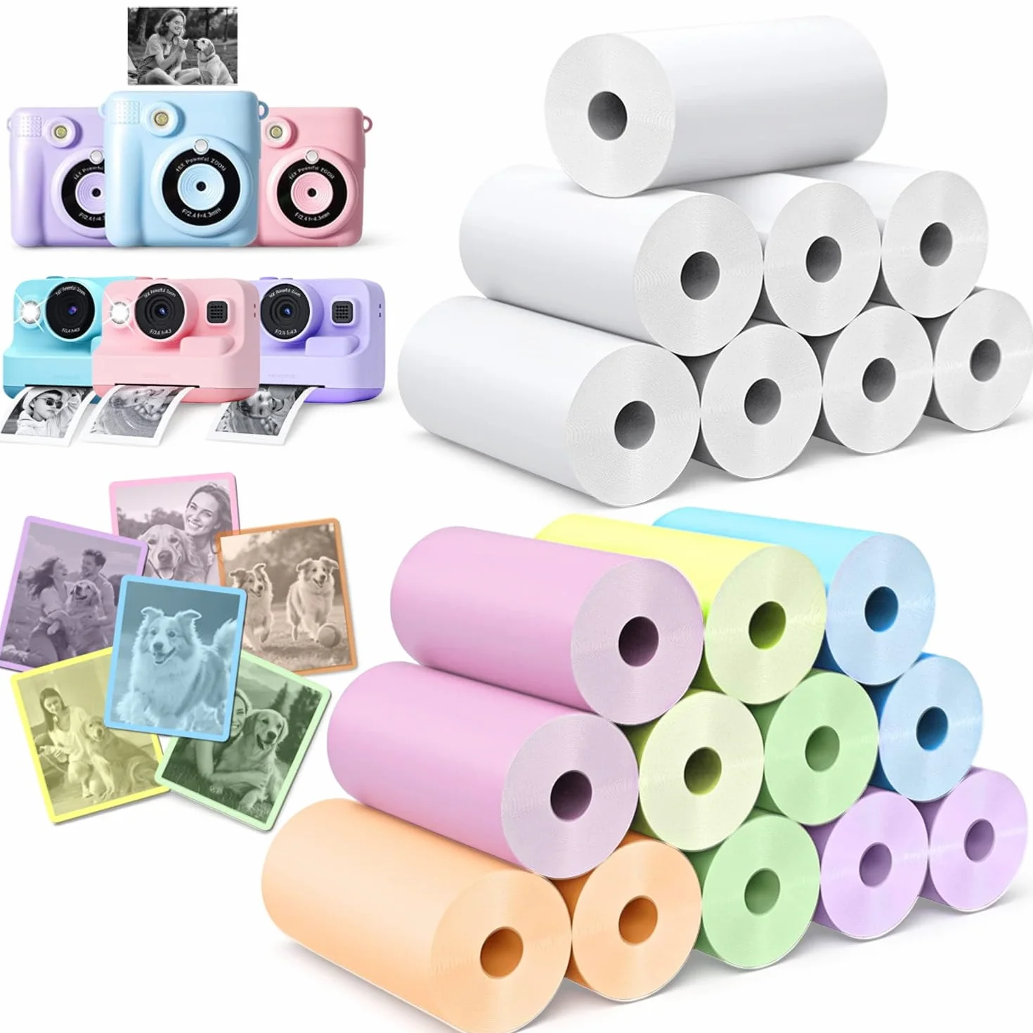 Lot de 20 rouleaux papier d'impression instantané Kidizoom HD 2,5 x 5,7 cm sans BPA