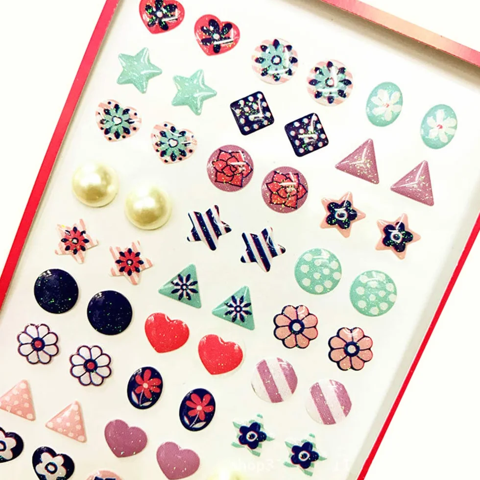 AUGSUN Autocollants Boucles d'oreilles 240Pcs Adhésives Paillettes Cristal 3D pour Filles