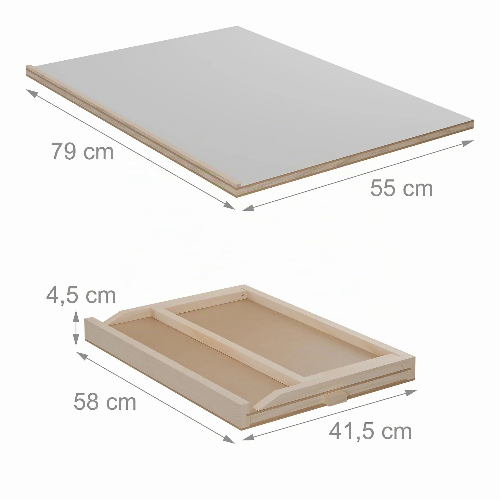 Relaxdays Plateau pour Puzzle allant jusqu'à 1 000 pièces, Ergonomique, 2 tiroirs, Bois de pin, Nature et Gris