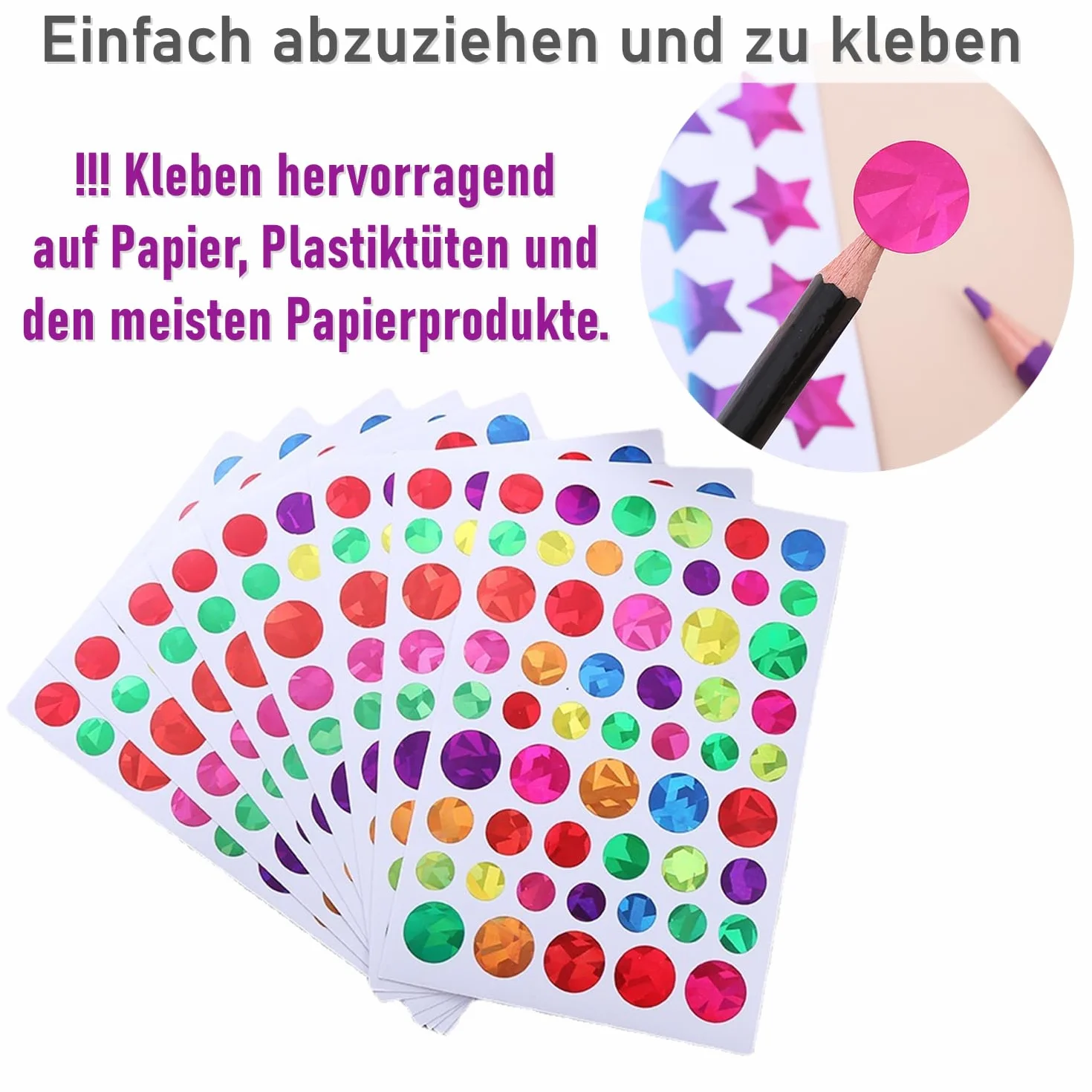 Autocollants à paillettes laser pour scrapbooking, récompense et étiquettes de bricolage