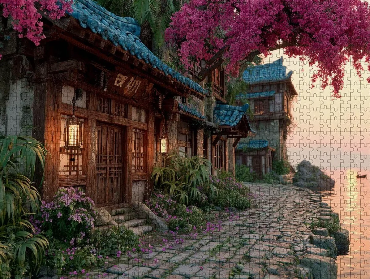 Maison Puzzle 4000 pièces Adultes, Puzzle Bois 141x87cm, Adultes Jeu éducatif Défi énigme avec Une Boîte d'emballage Exquise, Jeu Relaxant Détente Collection, été Decoration Chambre, (CôTier) 2-8318