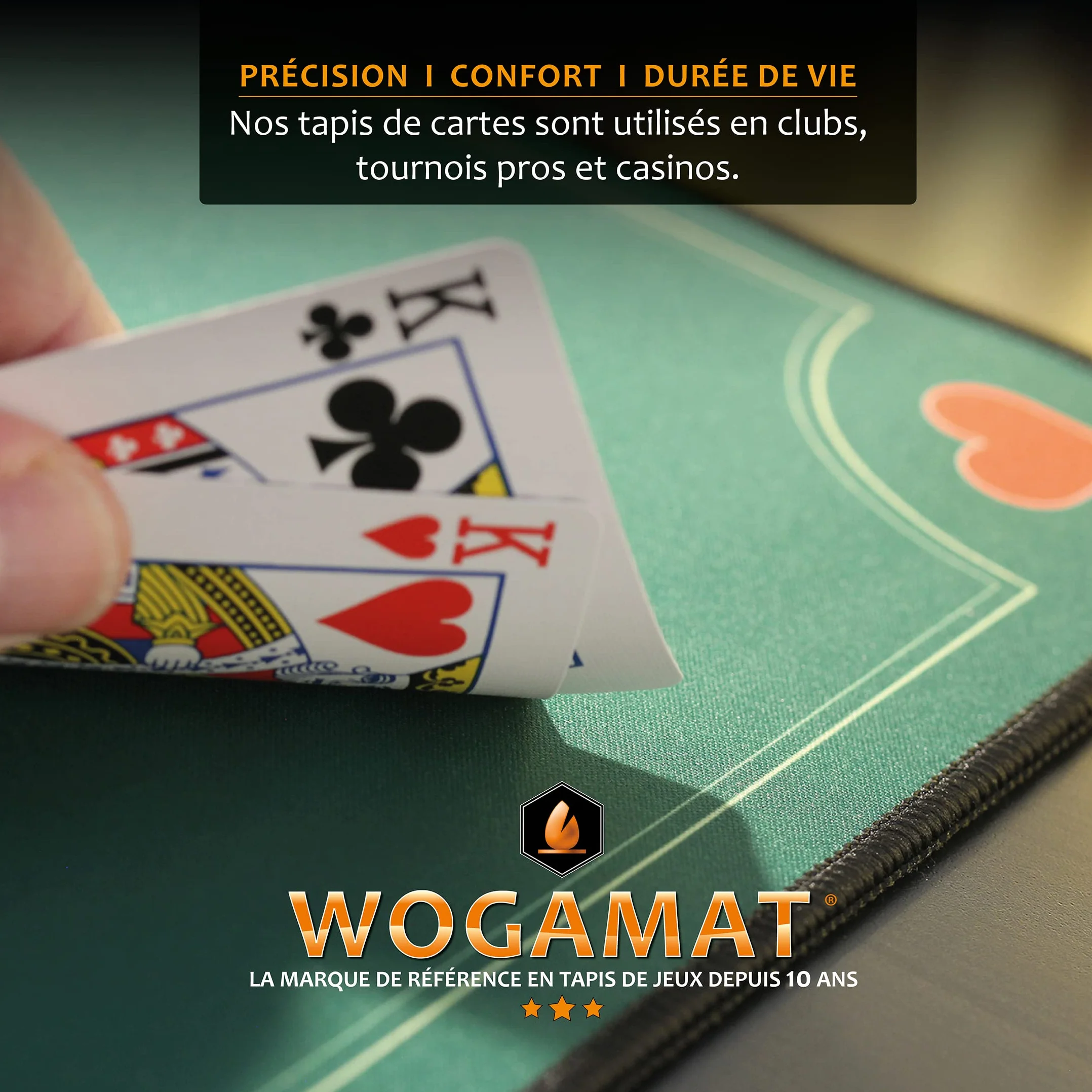 Tapis Belote Professionnel Luxe Format Standard 60x40cm Néoprène Antidérapant WOGAMAT