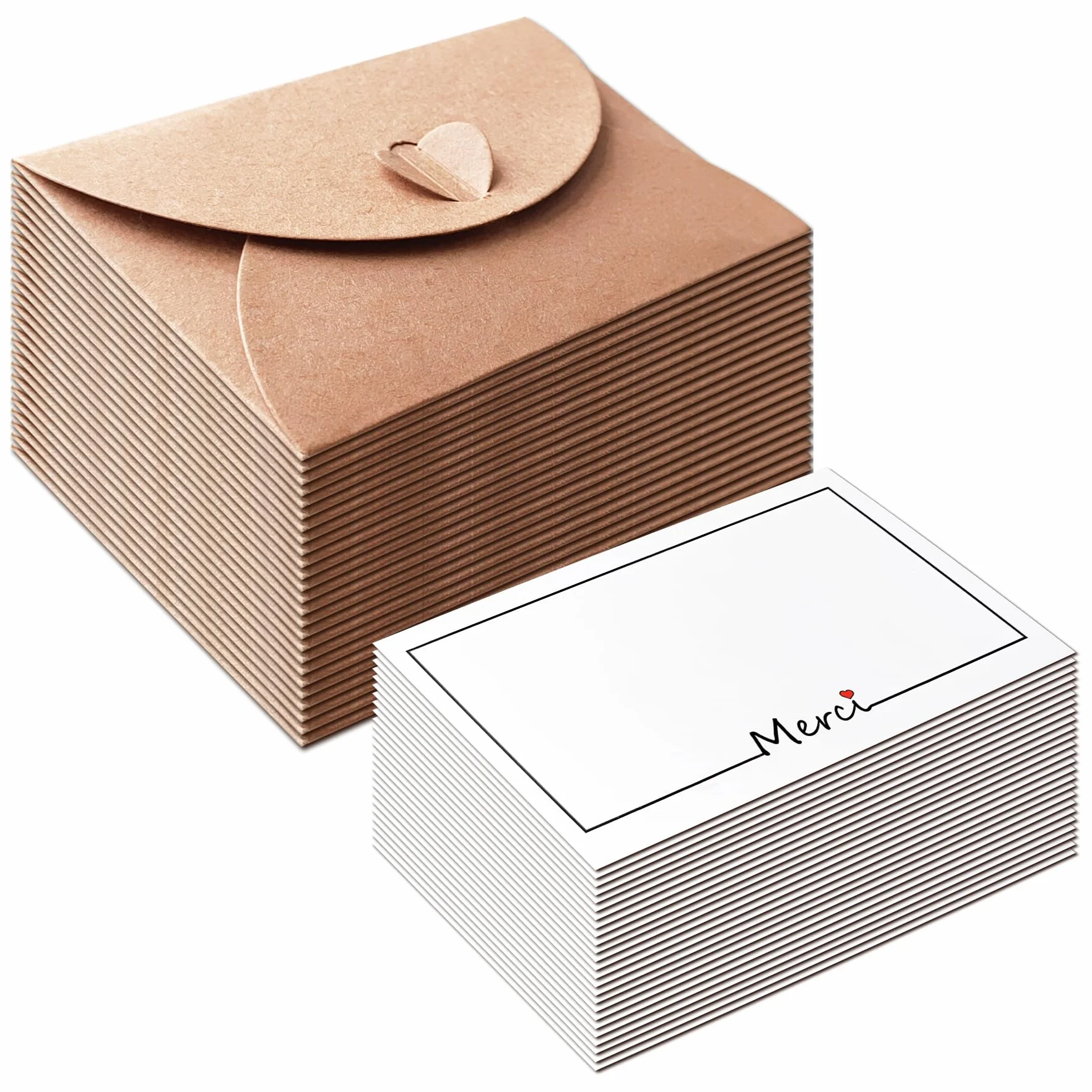 25 Pièces Petites Enveloppes Kraft avec 25 Cartes Vierges 10.6×7.6cm pour Noël Fête Invitation