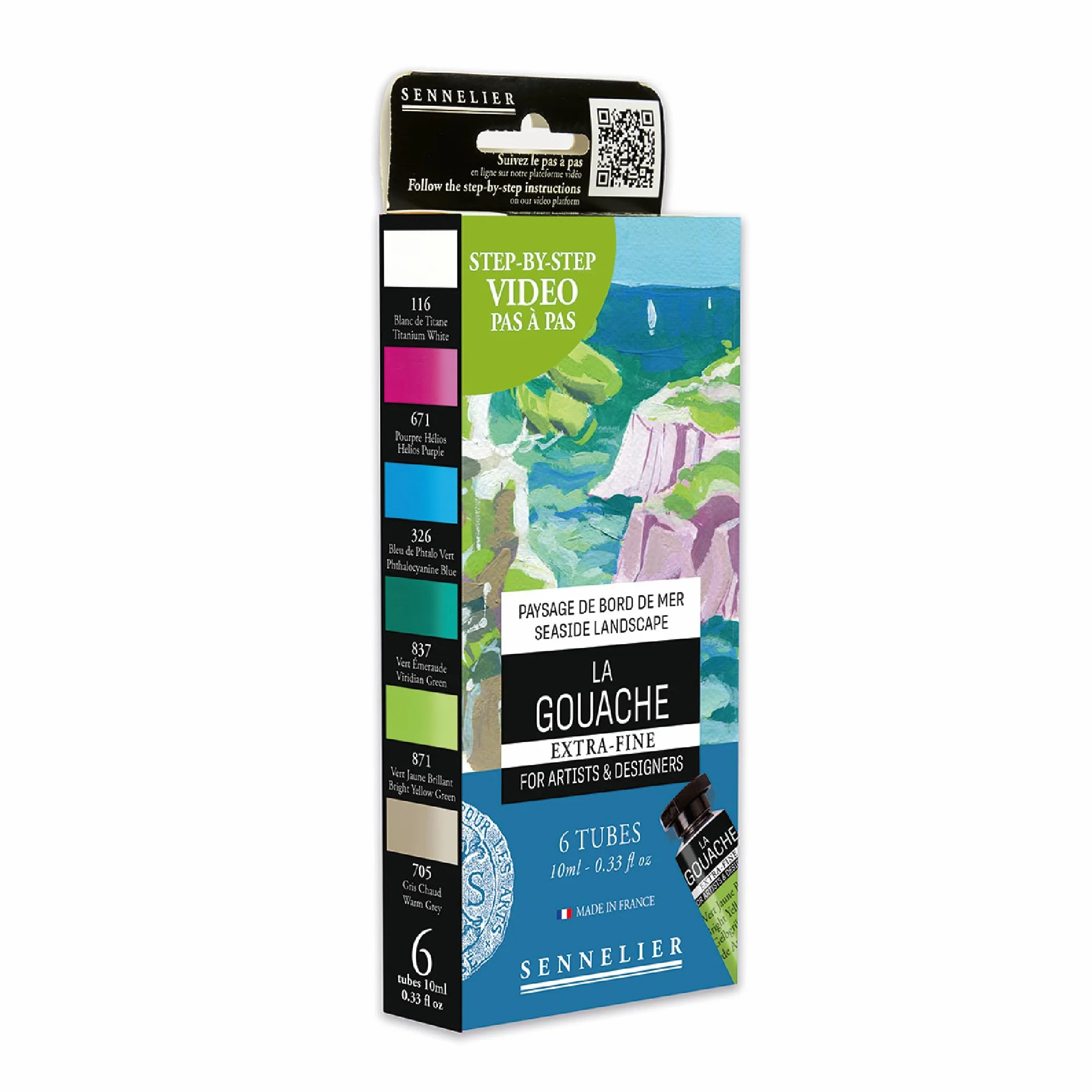 Sennelier Coffret Gouache Extra-Fine 6 Tubes 10ml Peinture Ultra-Mate Opaque Fabriqué en France