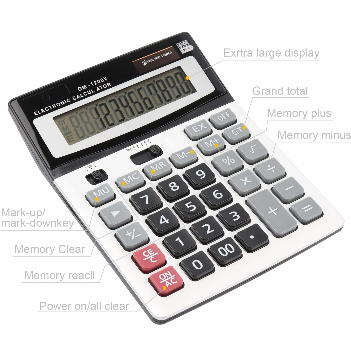 Calculatrice de Bureau 12 Chiffres Fonction Standard