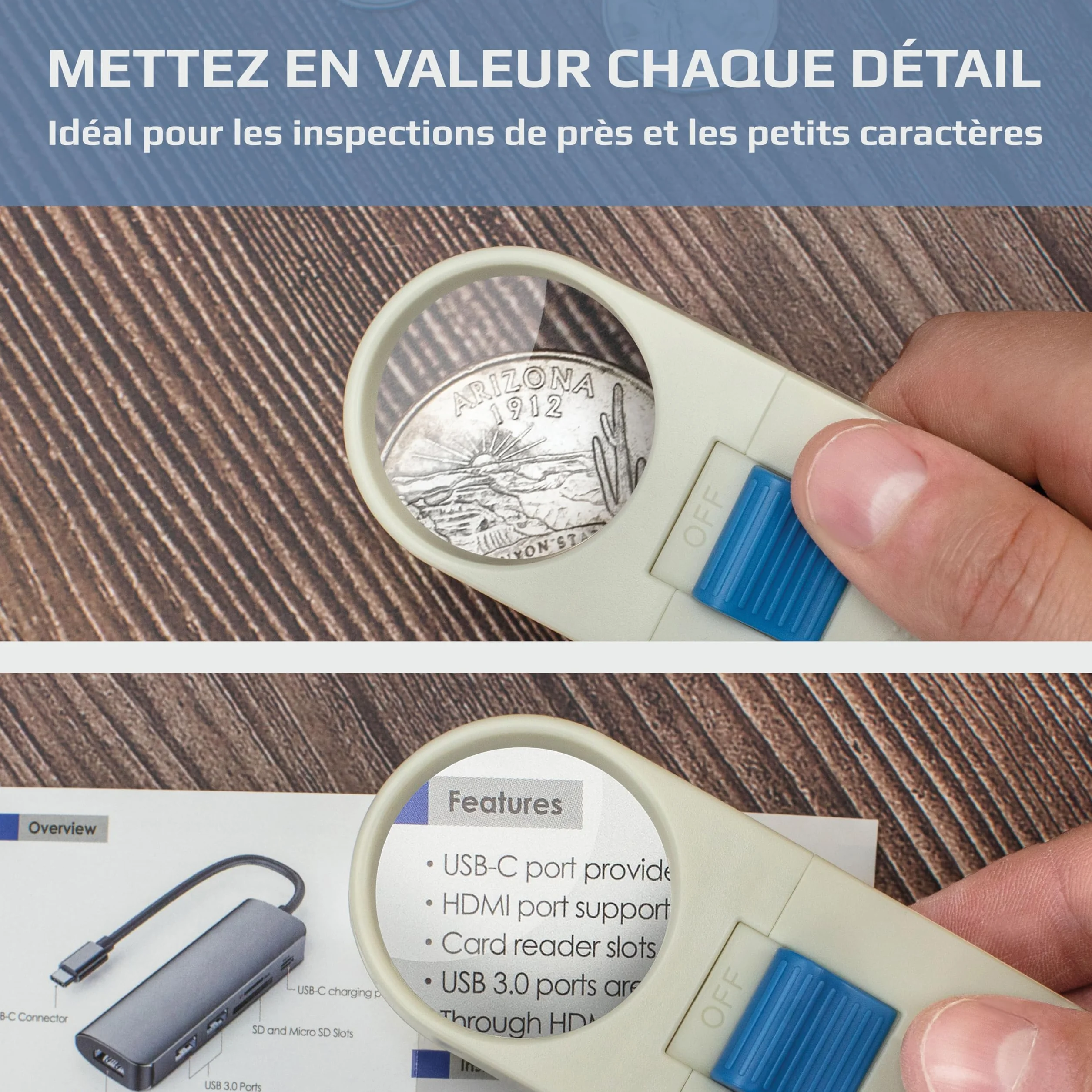Carson Loupe éclairée à Main 7X LED 1,5" lentille asphérique SV-70