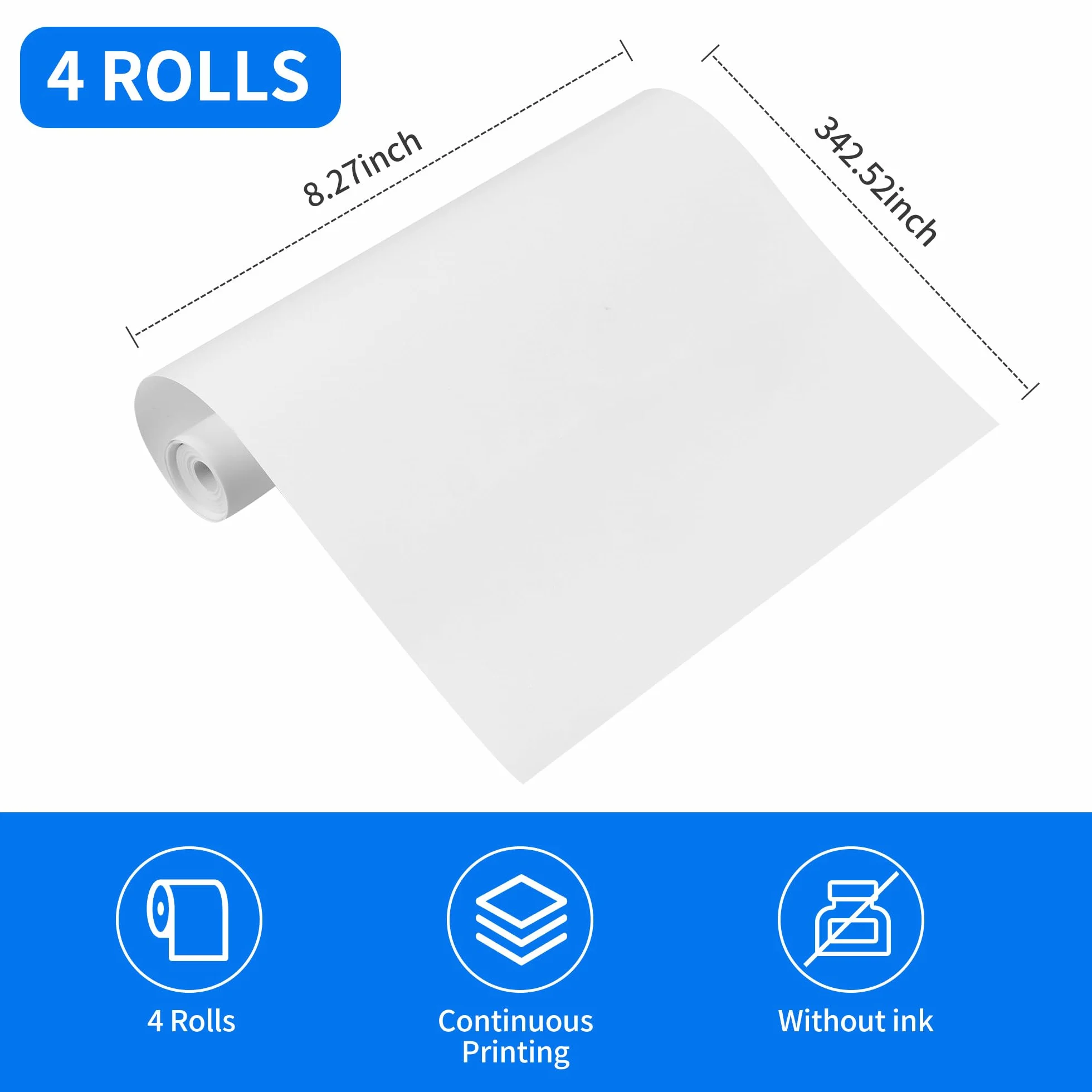 Papier Thermique A4 210mm x 30mm x 8.7m 4 Rouleaux