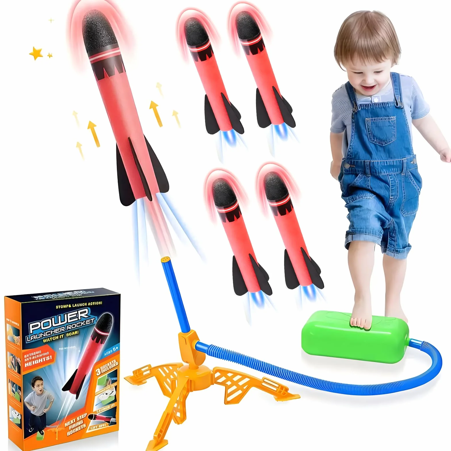 Jouet Fusée Nouvelle Version Air Rocket avec 4 Lance-Rocket en Mousse pour Enfant 2-12 Ans Garçon