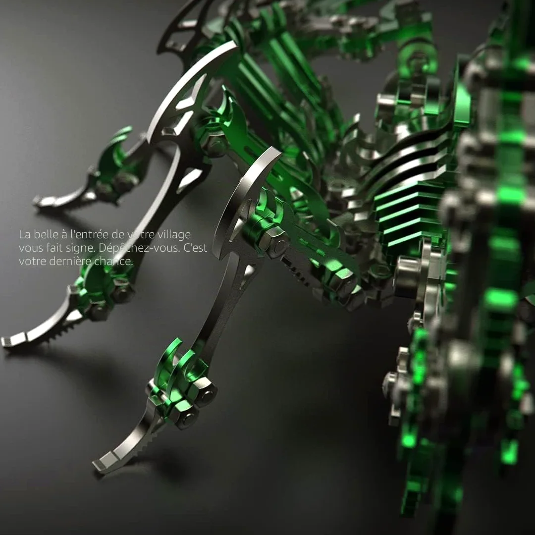 Kit de modèle de scorpion 3D en métal - Casse-tête biomimétique - Assemblage en métal - Pour collectionneurs (200 pièces + vert)