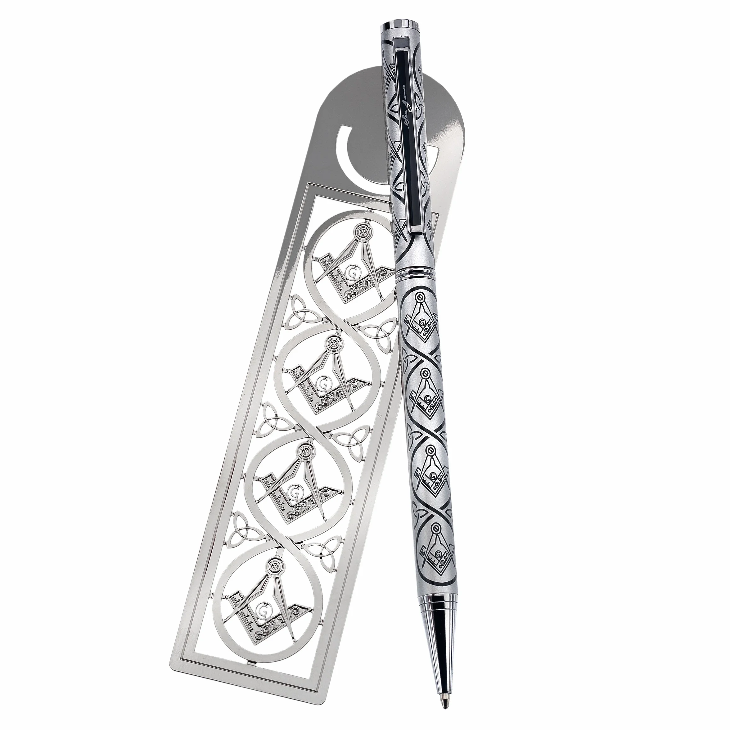Coffret cadeau maçonnique avec stylo et marque-page