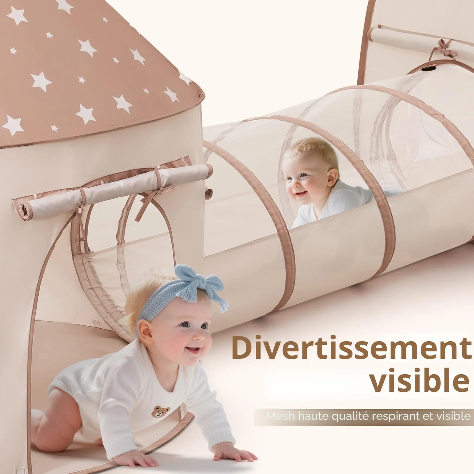 Tente de Jeu Enfants Intérieur 3-en-1 Pop Up Pliable avec Tunnel et Piscine à balles