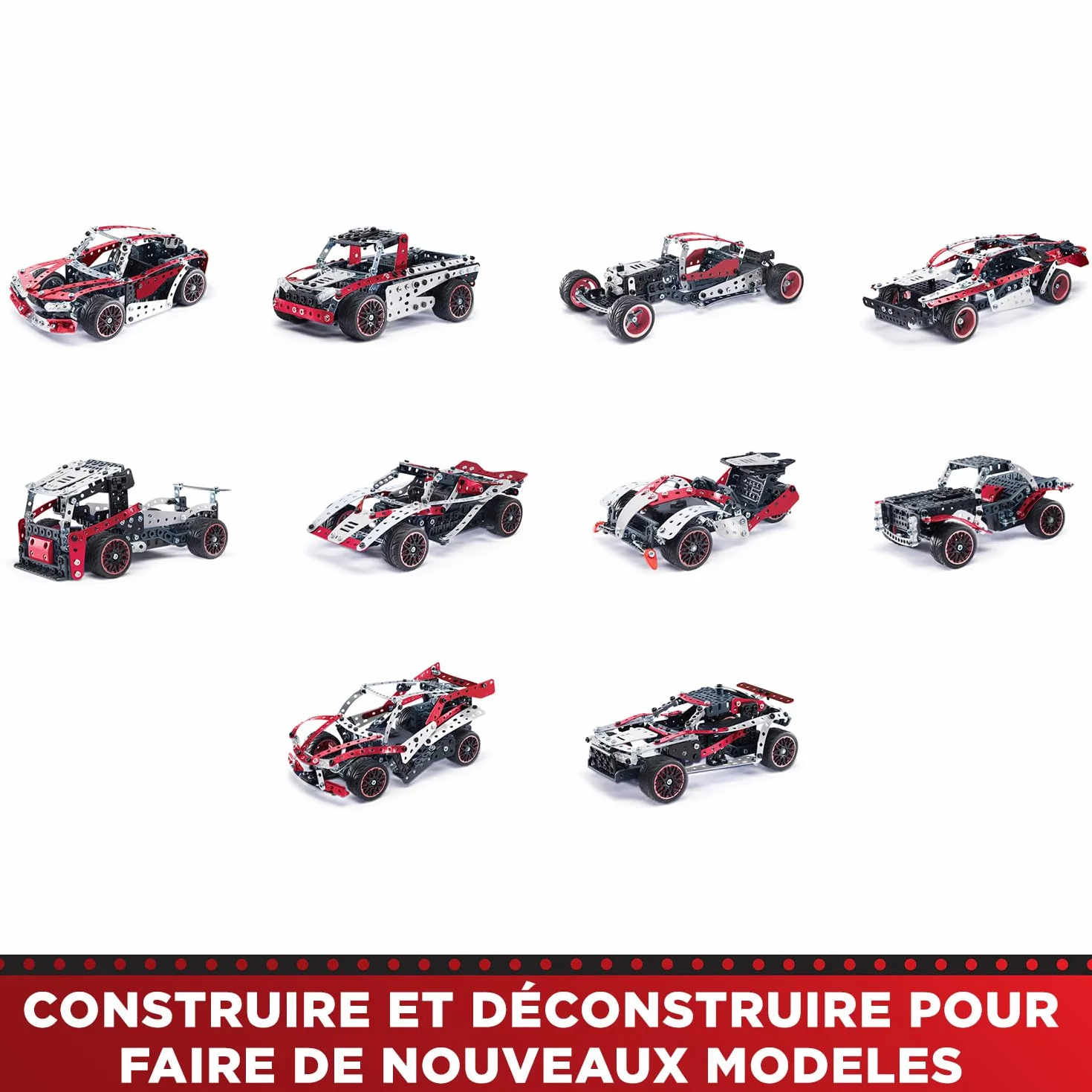 Bandai Meccano Supercar 25 en 1 Coffret de Construction 347 pièces Moteur 6V LED